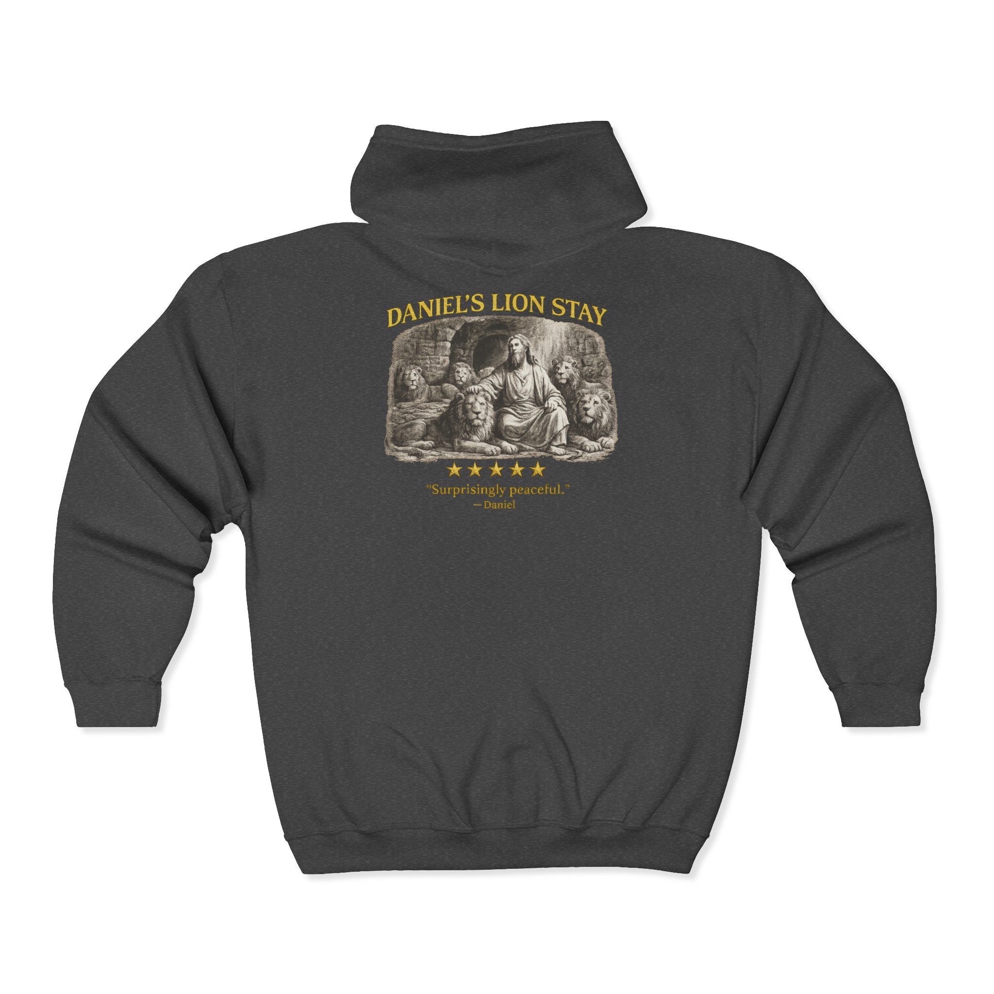 Daniel's Lion's Den Full-Zip Hoodie - Vintage Biblical Lion of Judah