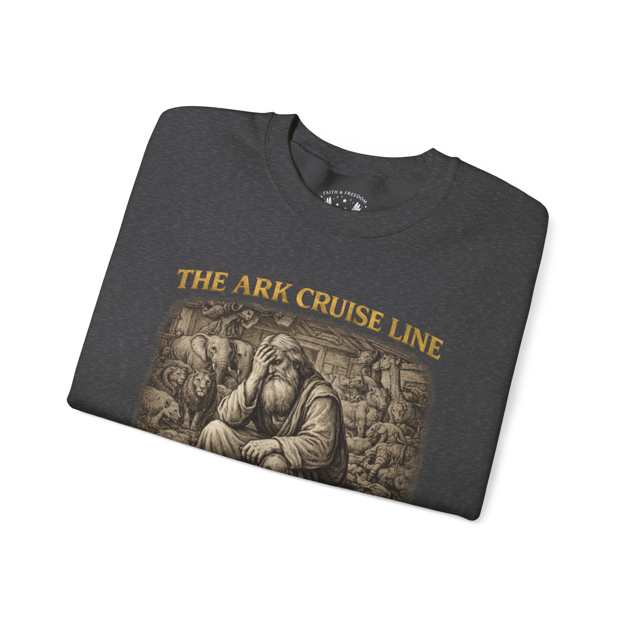 Noah – Crewneck Sweatshirt | “Ark Cruise Liner” Vintage Illustration – Five-Star Faith Series