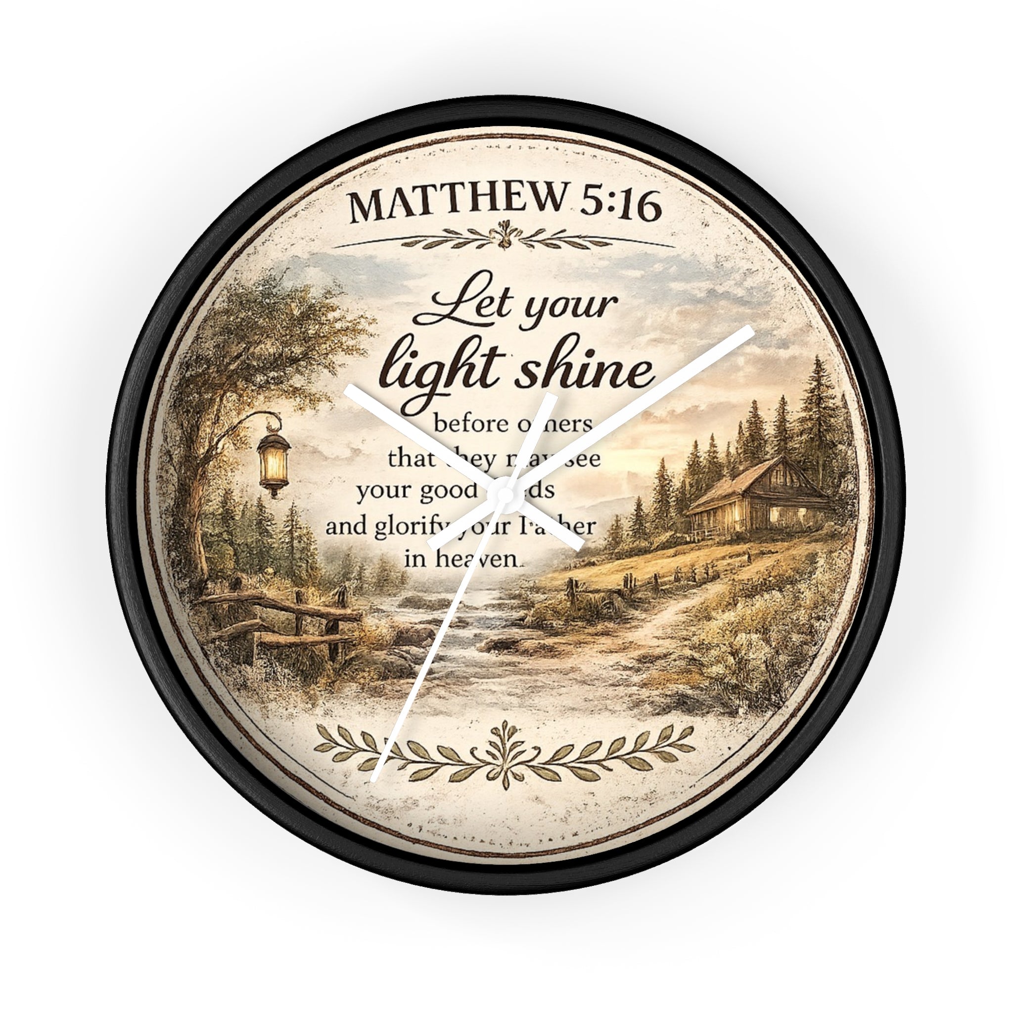Matthew 5:16 Wall Clock | Let Your Light Shine Christian Clock | Inspirational Faith Home Decor