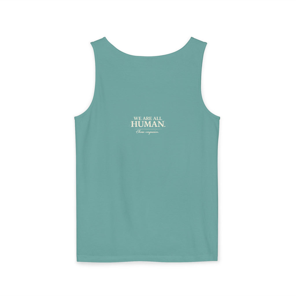 “Every Heart Beats the Same” Vintage Surf Tank Top – Garment-Dyed Coastal Unity Tank