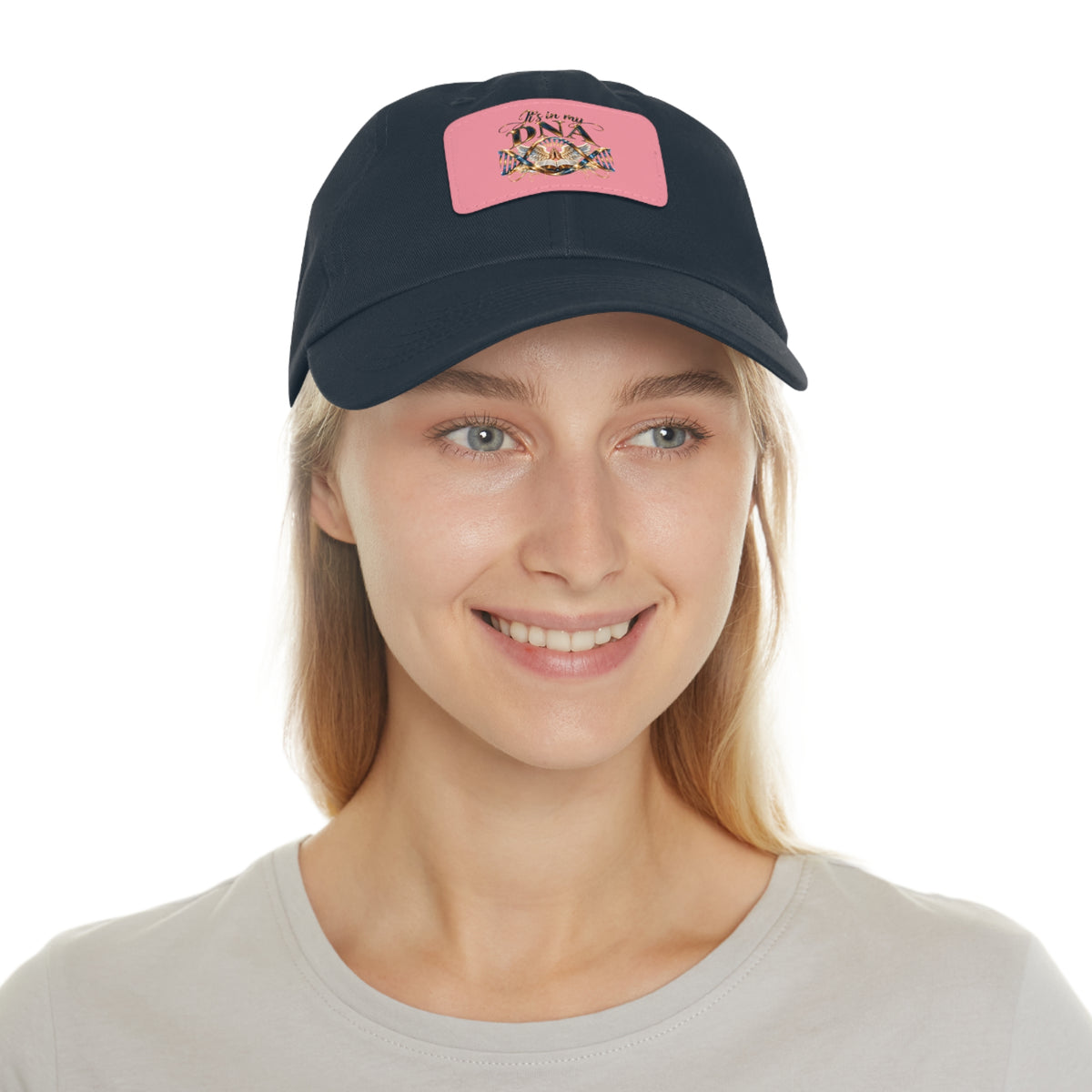 It's in My DNA Christian Dad Hat – Faith-Inspired Faux Leather Patch Baseball Cap