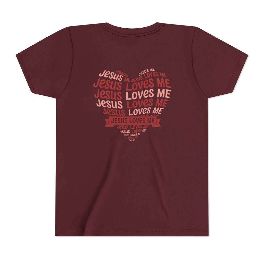 Jesus Loves Me Youth T-Shirt – Heart Word Cloud Christian Kids Tee | Faith Inspired Youth Shirt