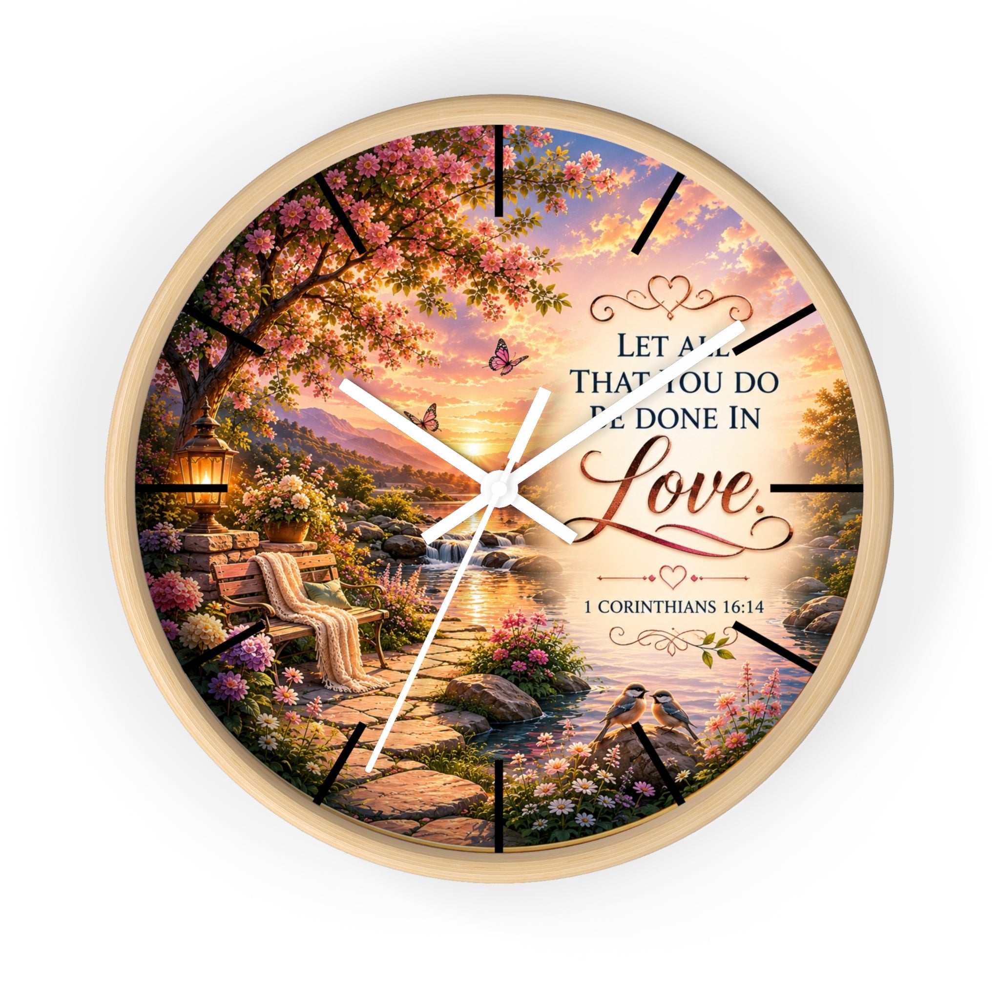 Let All That You Do Be Done in Love Wall Clock | 1 Corinthians 16:14 Christian Decor | Inspirational Scripture Clock