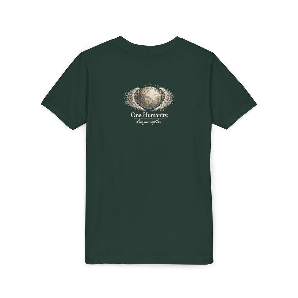 Youth “Quiet Kindness Changes Everything” Tee – Kids Inspirational T-Shirt with Earth & Friends Graphic
