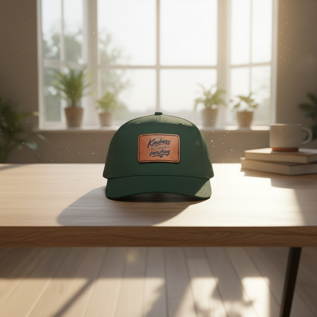 Kindness Changes Everything Leather Patch Hat | Inspirational Baseball Cap | Vintage Style Faith Apparel