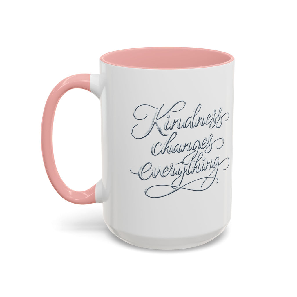 Silver-Kindness Changes Everything Accent Coffee Mug | Inspirational Ceramic Mug | Faith Freedom Creations