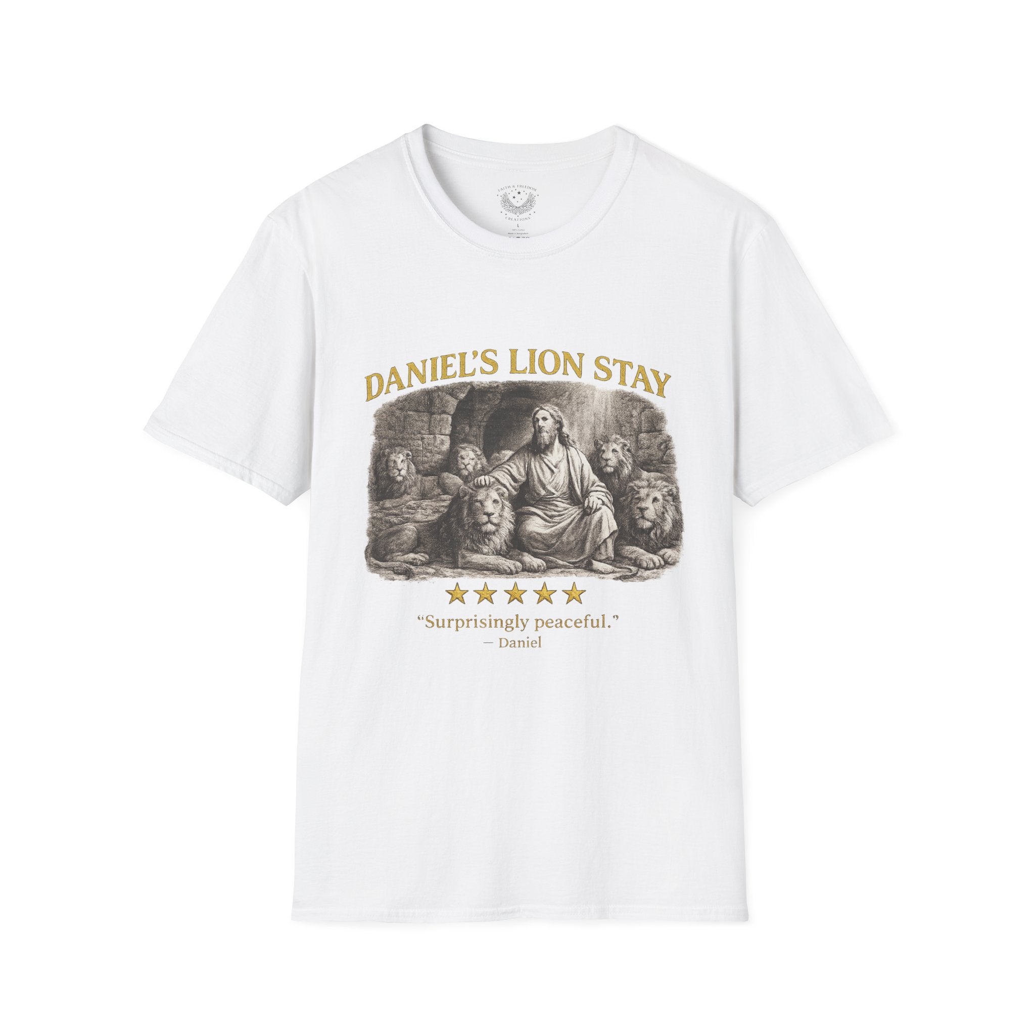 Daniel's Lion Stay Vintage Graphic T-Shirt - Retro Biblical Lion Tee