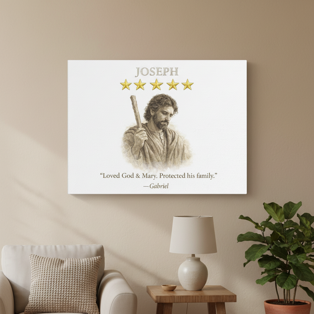 Joseph Canvas — “Loved God & Mary. Protected His Family.” Biblical Wall Art