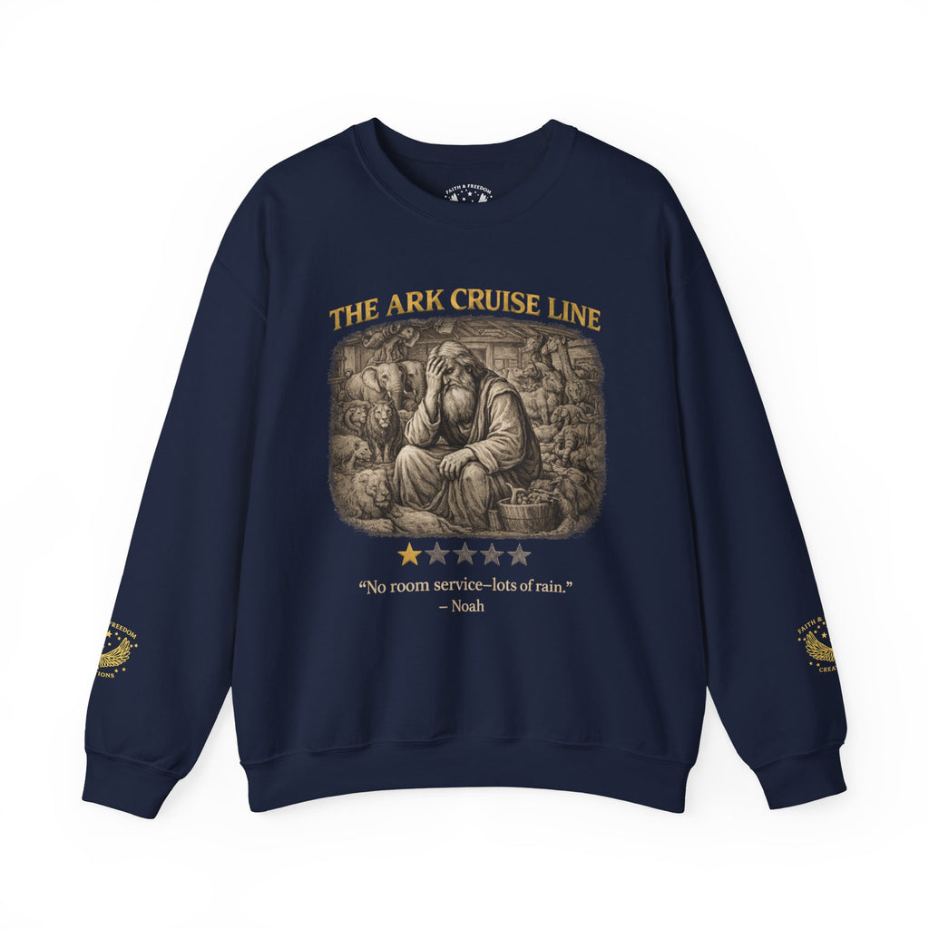 Noah – Crewneck Sweatshirt | “Ark Cruise Liner” Vintage Illustration – Five-Star Faith Series