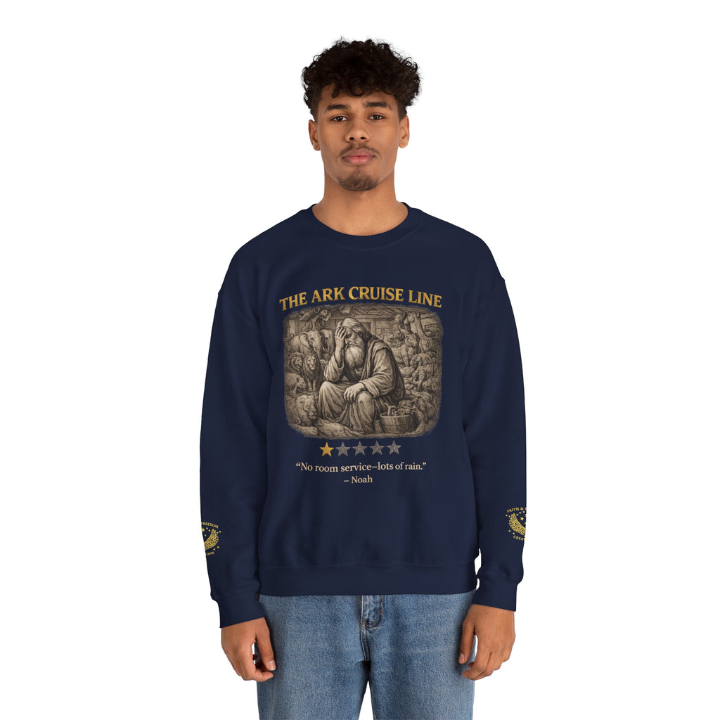 Noah – Crewneck Sweatshirt | “Ark Cruise Liner” Vintage Illustration – Five-Star Faith Series