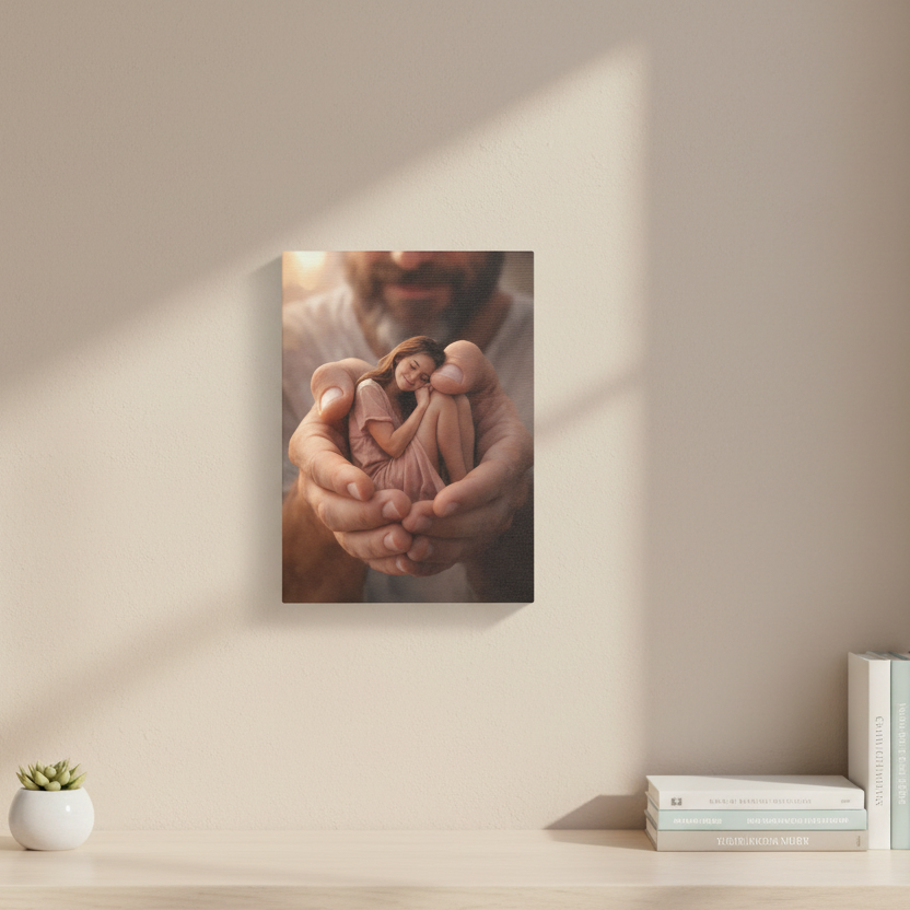 In His Hands Canvas — Protective Christian Nursery Wall Art