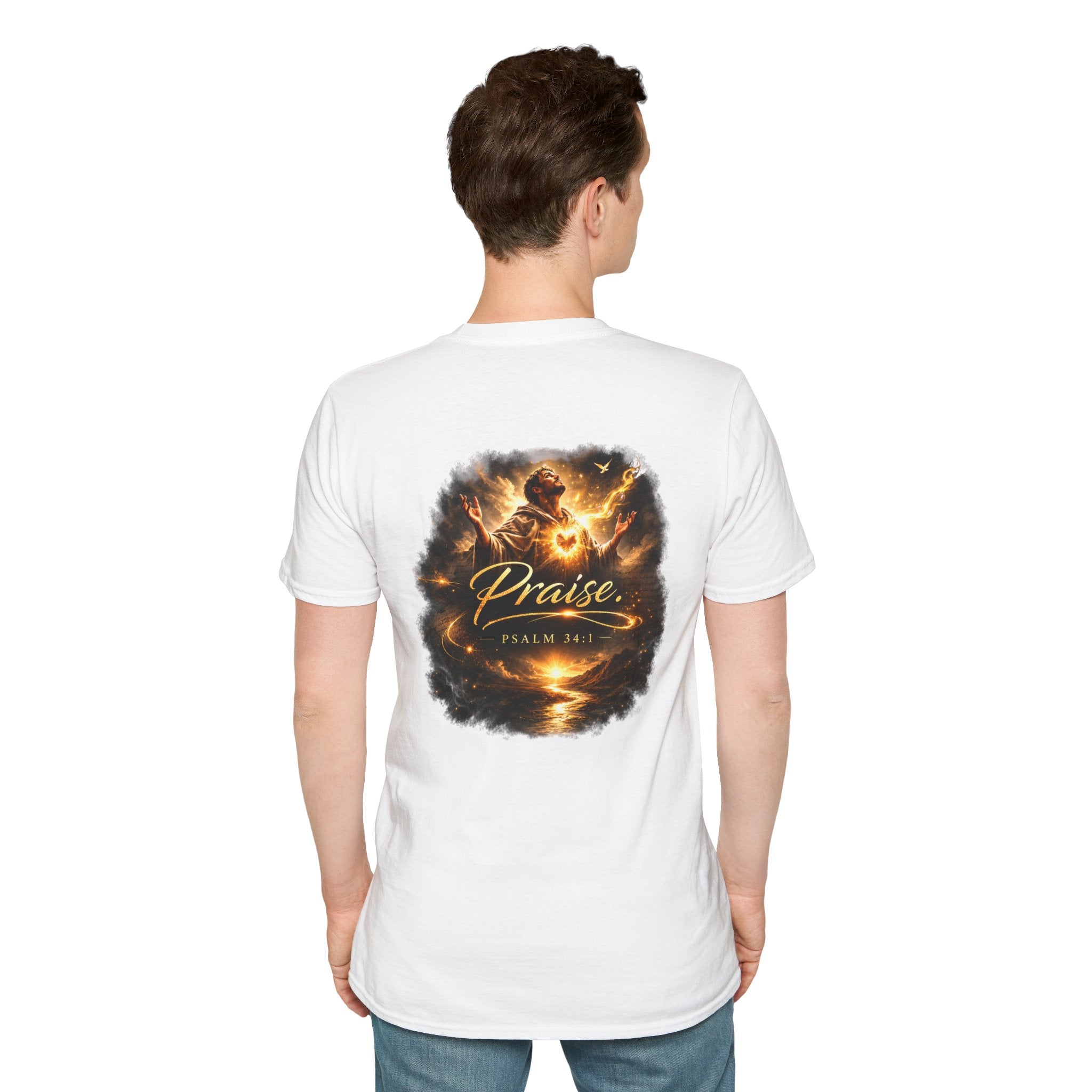 Minimalist Christian T-shirt featuring a Dove of Peace chest emblem with the words “Pray, Love, Remember” on a soft lightweight faith-inspired tee.