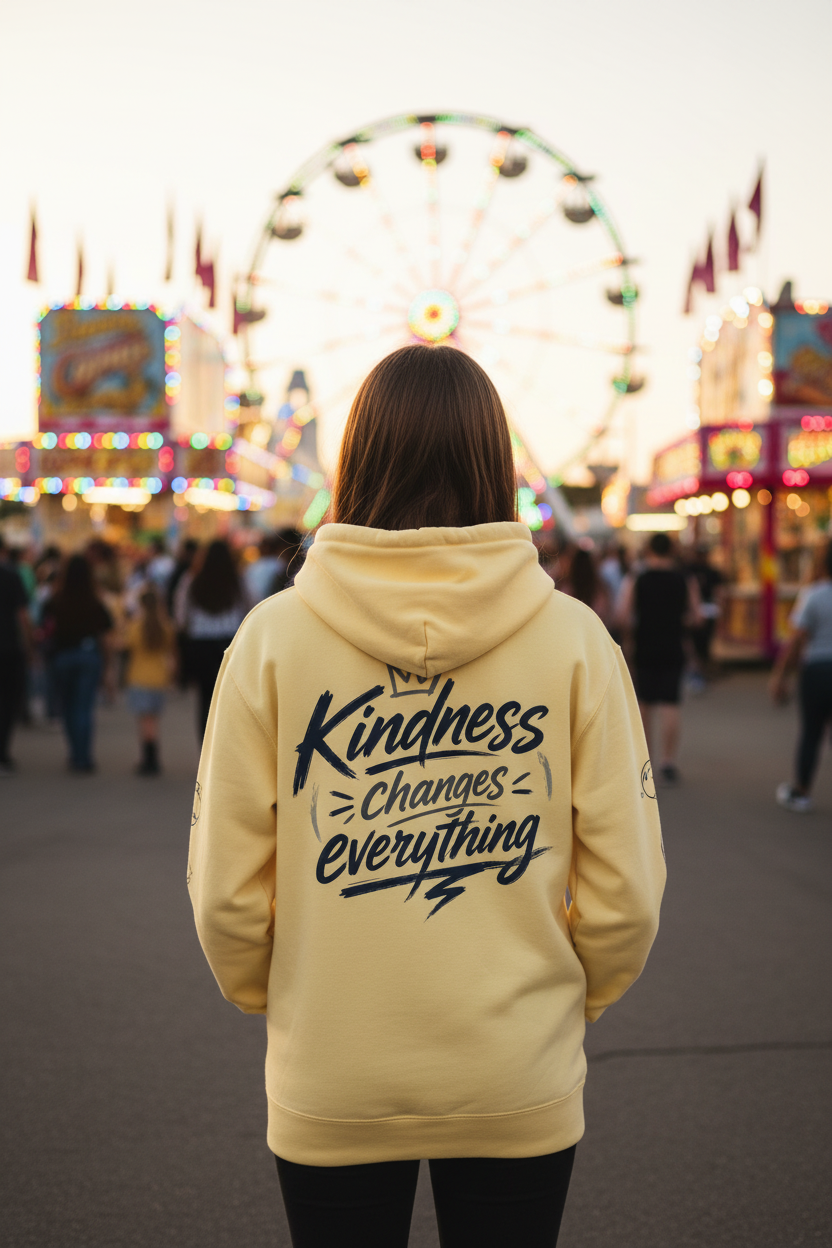 Kindness Changes Everything Hoodie – Heart Hands Graphic Inspirational Pullover
