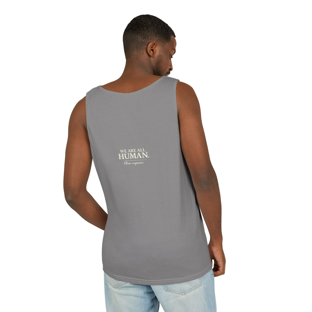 “Every Heart Beats the Same” Vintage Surf Tank Top – Garment-Dyed Coastal Unity Tank
