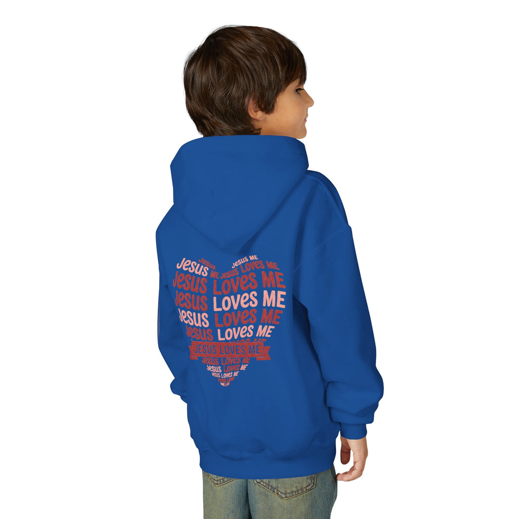 Jesus Loves Me Youth Hoodie – Heart Word Cloud Christian Kids Sweatshirt | Faith Inspired Kids Apparel