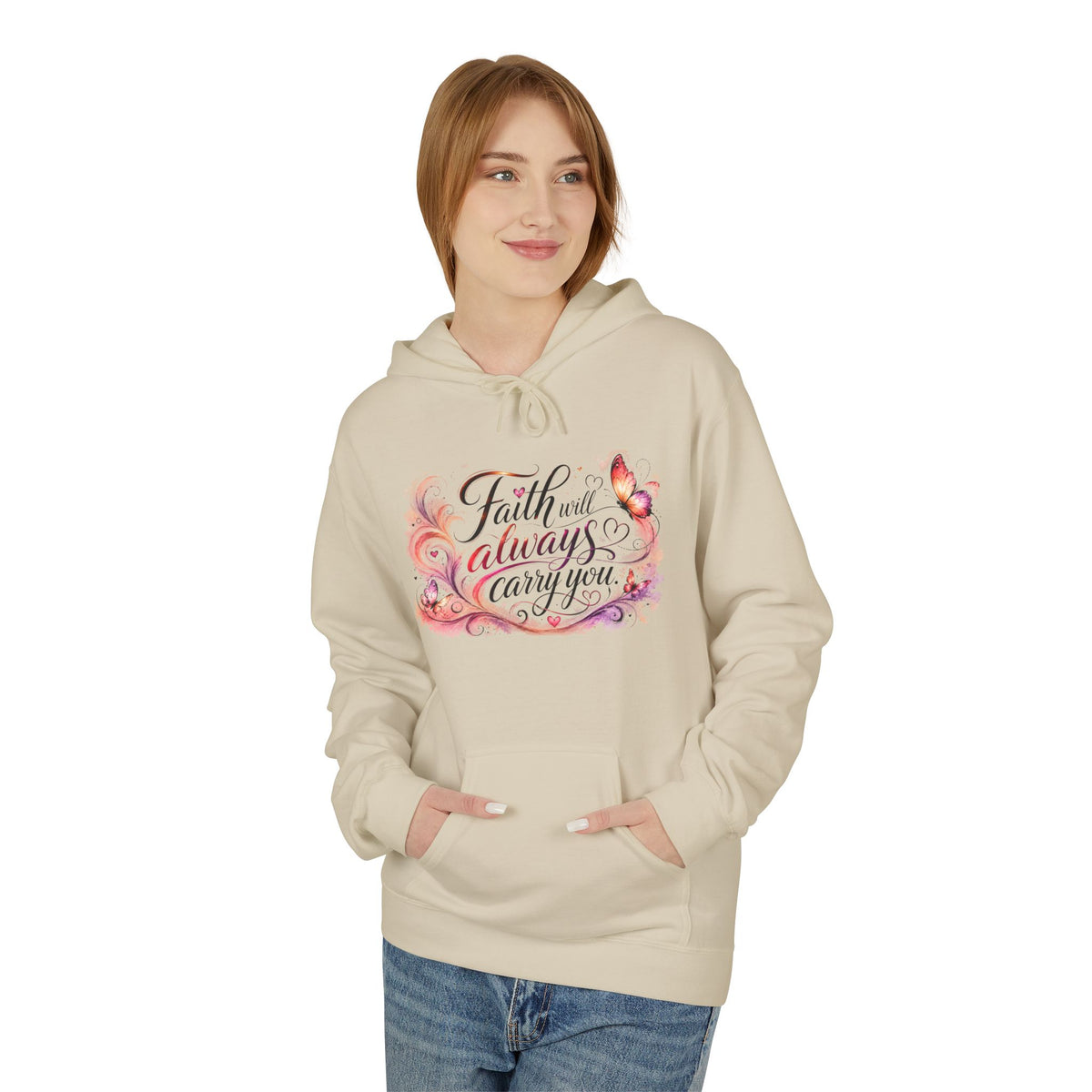 Faith Will Always Carry You Hoodie | Butterfly Christian Inspirational Pullover