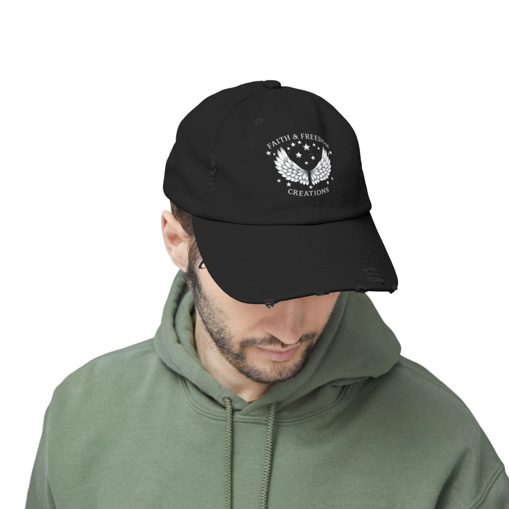 Faith & Freedom – Distressed Cap | Silver Wings Vintage Hat