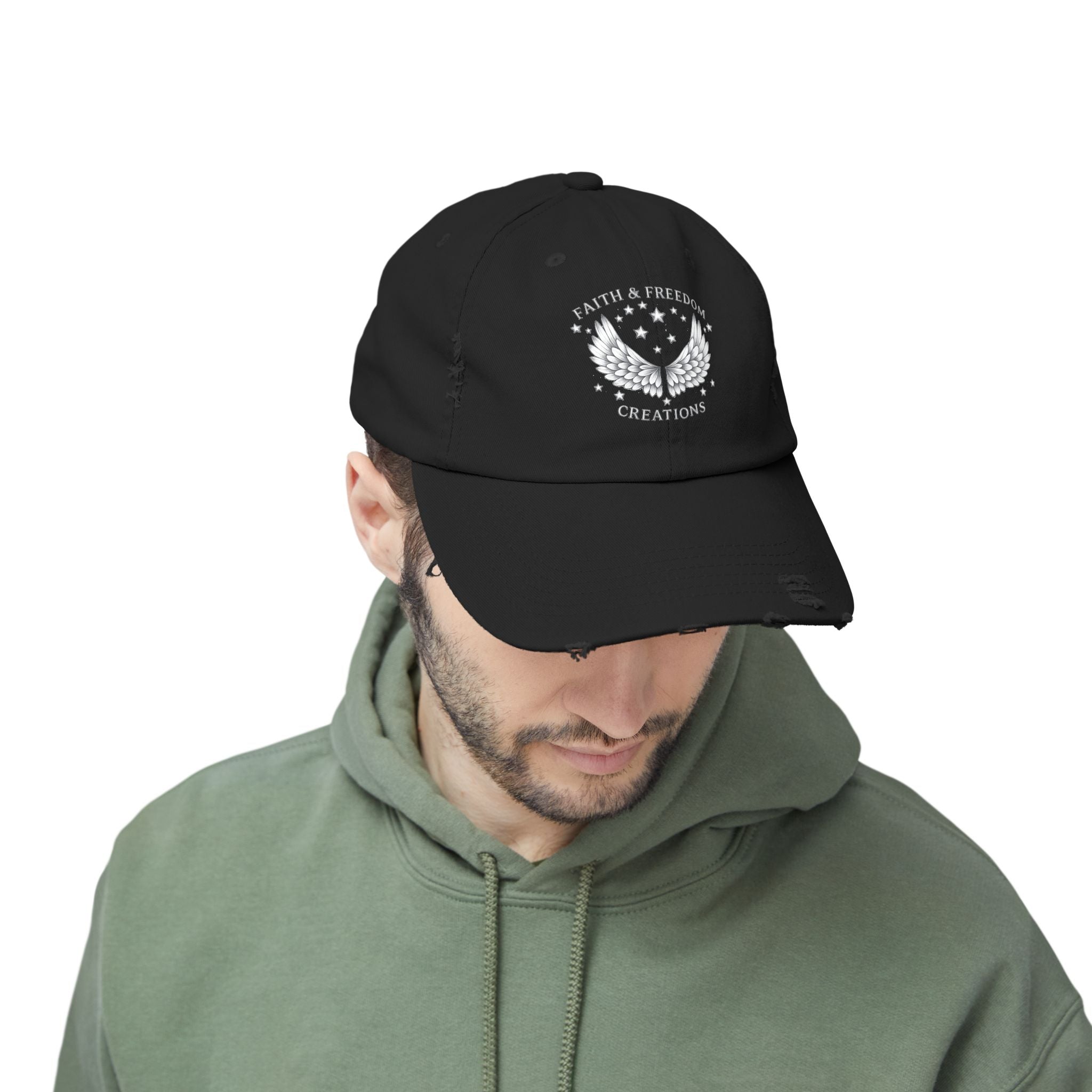 Faith & Freedom – Distressed Cap | Silver Wings Vintage Hat