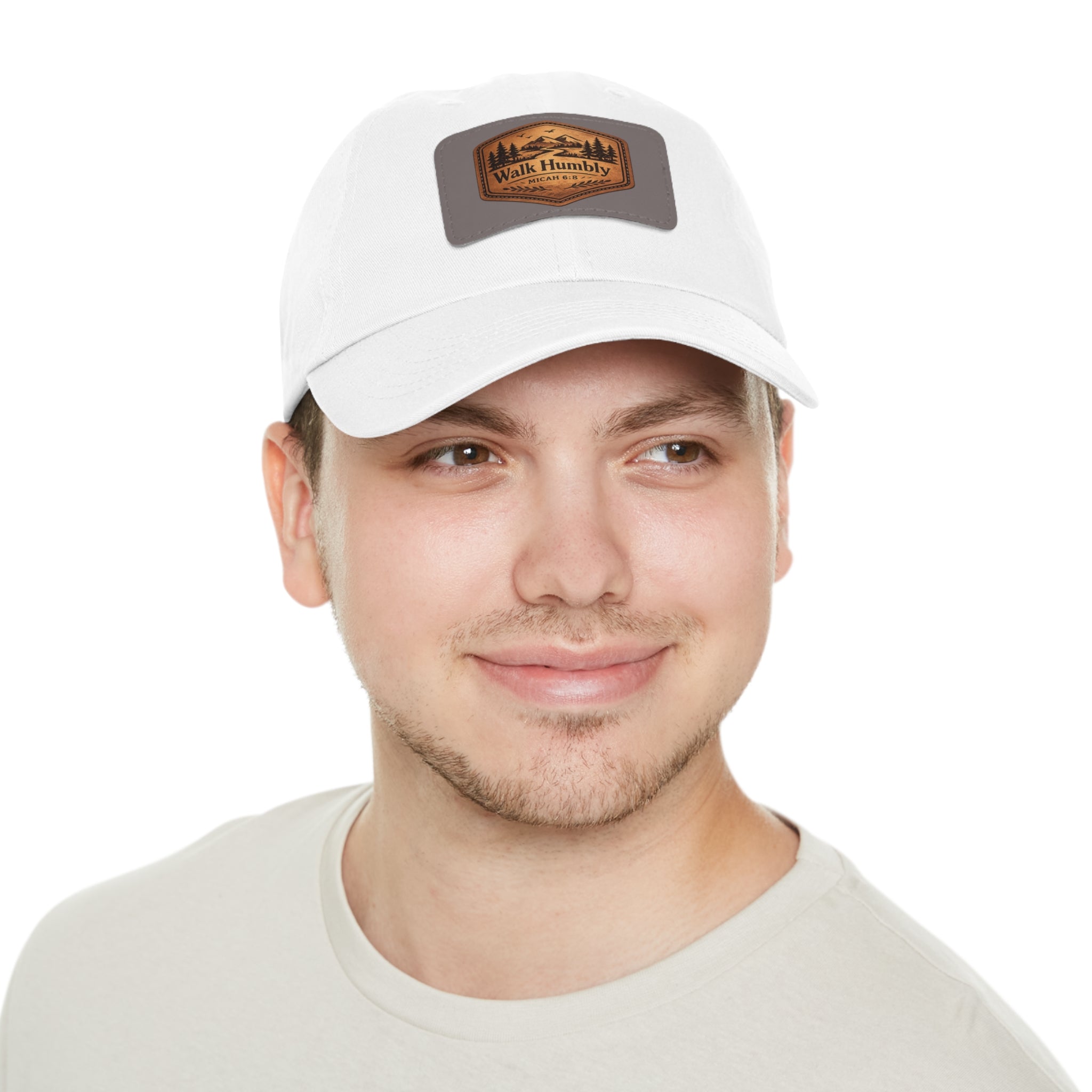 Walk Humbly Leather Patch Dad Hat | Micah 6:8 Christian Outdoor Cap | Faith Freedom Creations