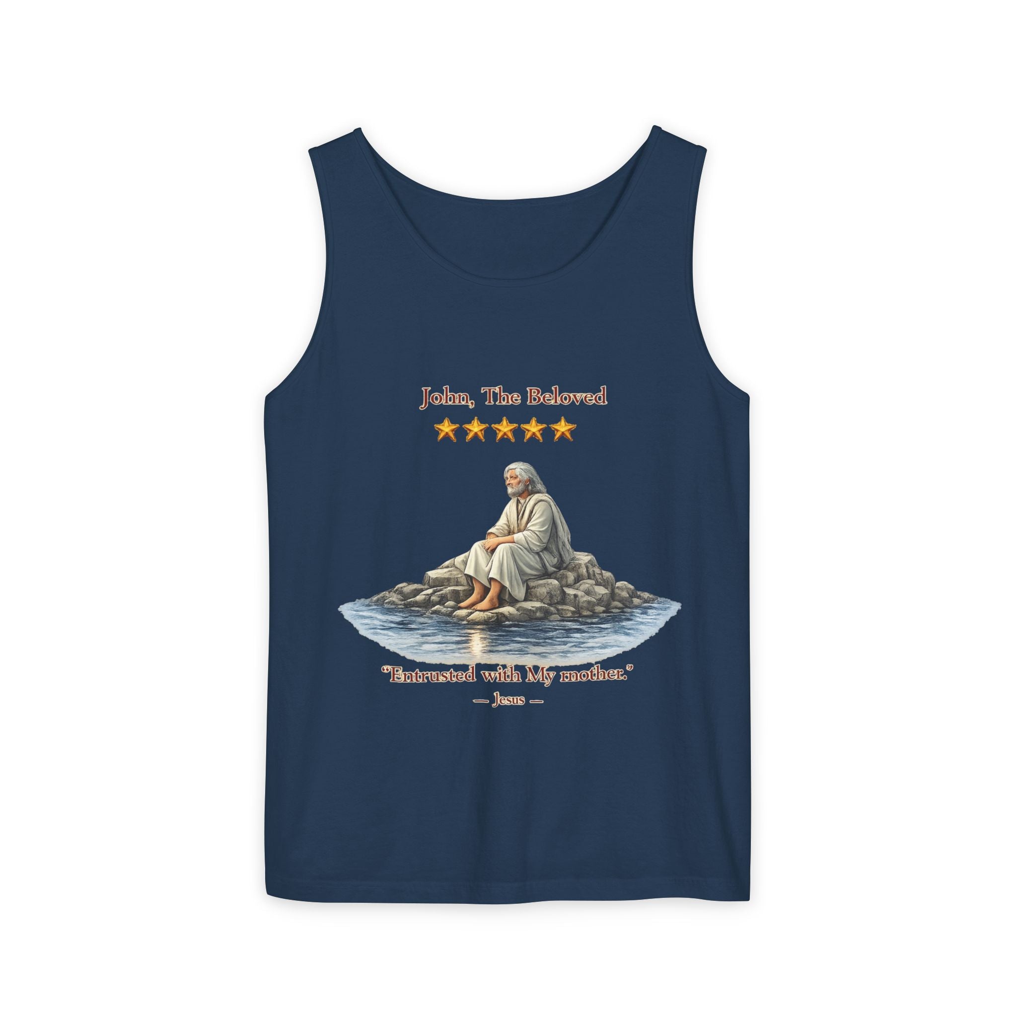 "John, the Beloved Review" Tank Top — "Entrusted with My Mother" Christian Faith Graphic Tank-⭐ Five-Star Faith Series⭐