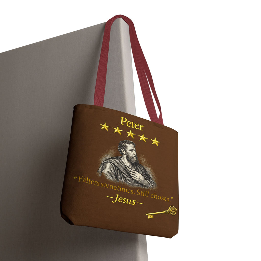 Peter – Tote Bag | “Falters Sometimes. Still Chosen.” Faith Graphic – Five-Star Faith Series