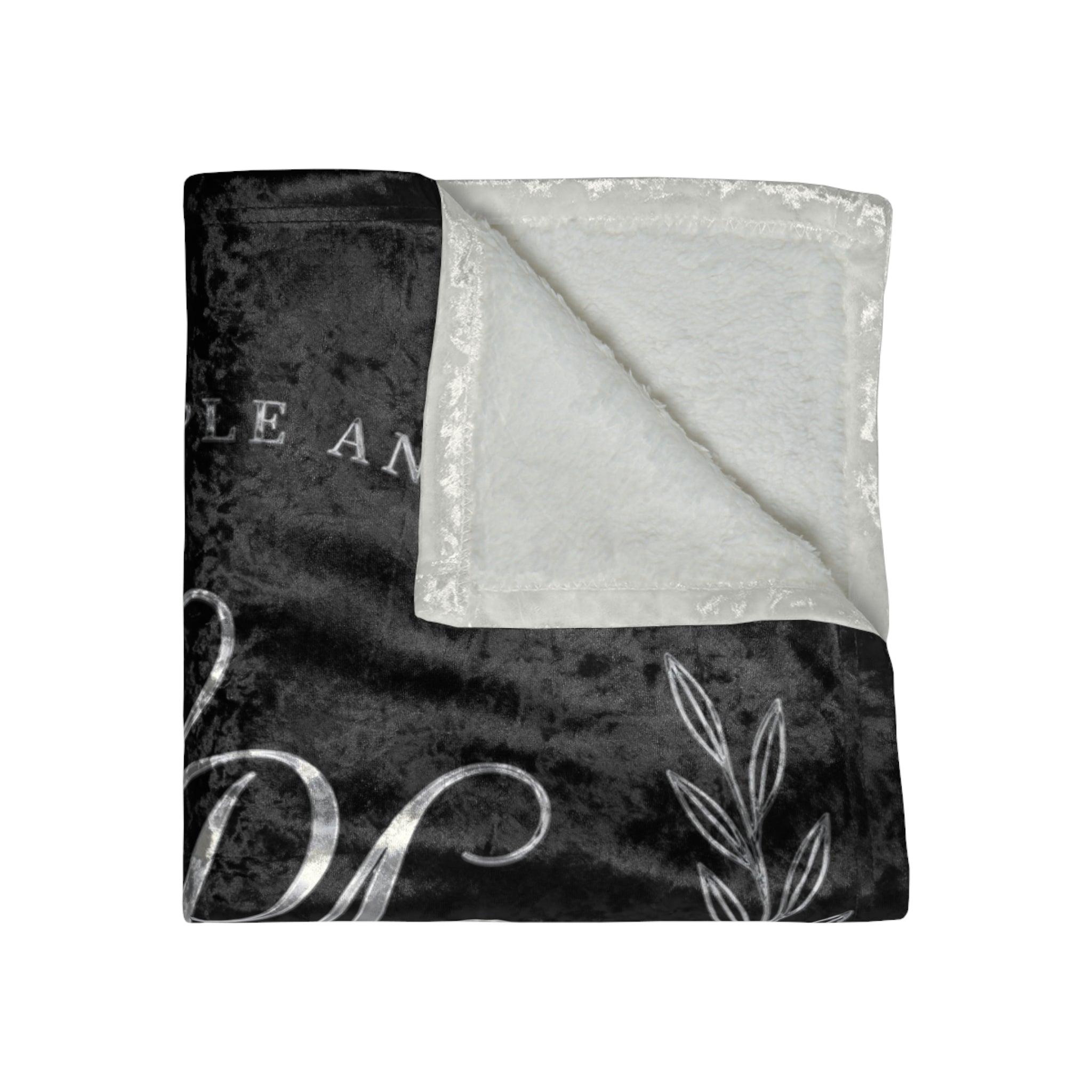Crushed Velvet Blanket — Vintage Monogram 'Love People Anyway' Throw