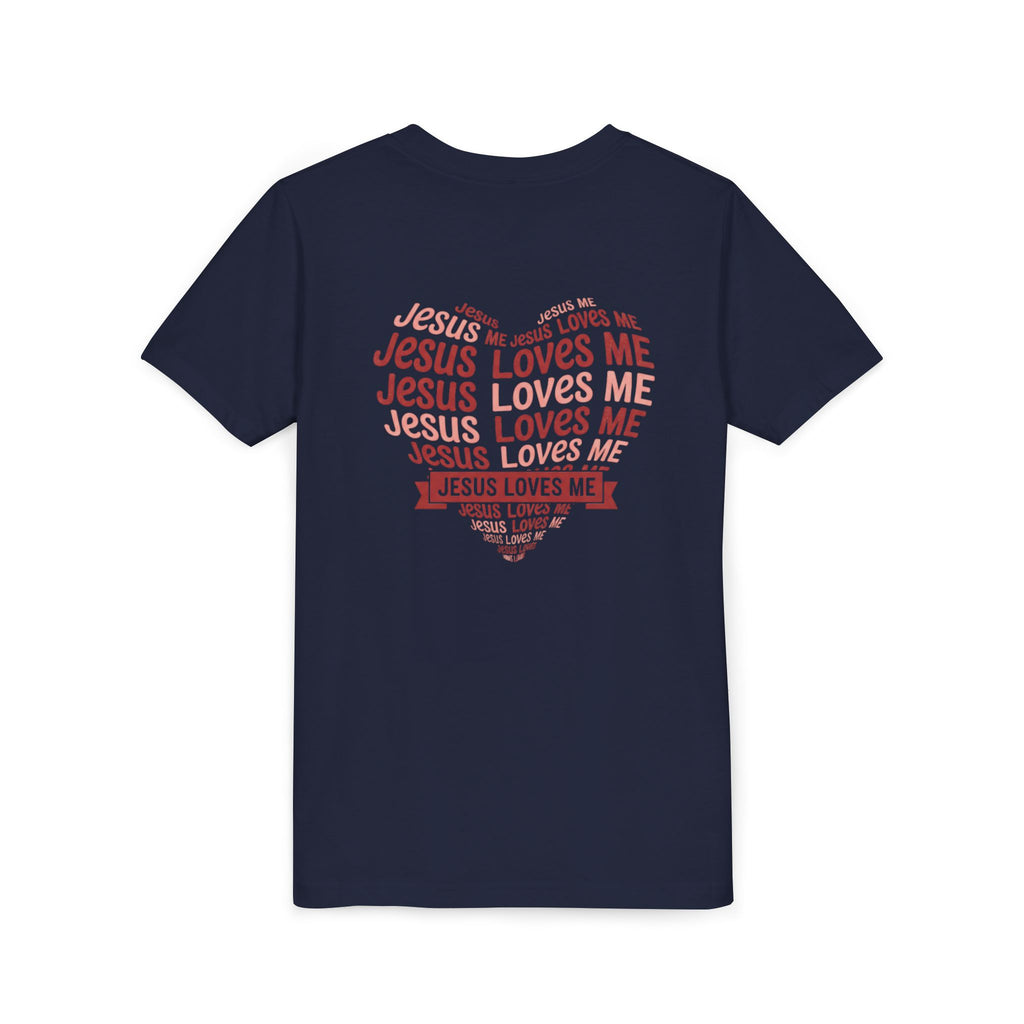 Jesus Loves Me Youth T-Shirt – Heart Word Cloud Christian Kids Tee | Faith Inspired Youth Shirt