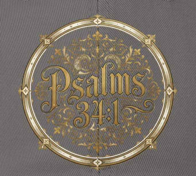 Distressed Black Cap – Psalms 23:1 Vintage Gold Emblem Hat | Faith & Freedom Creations