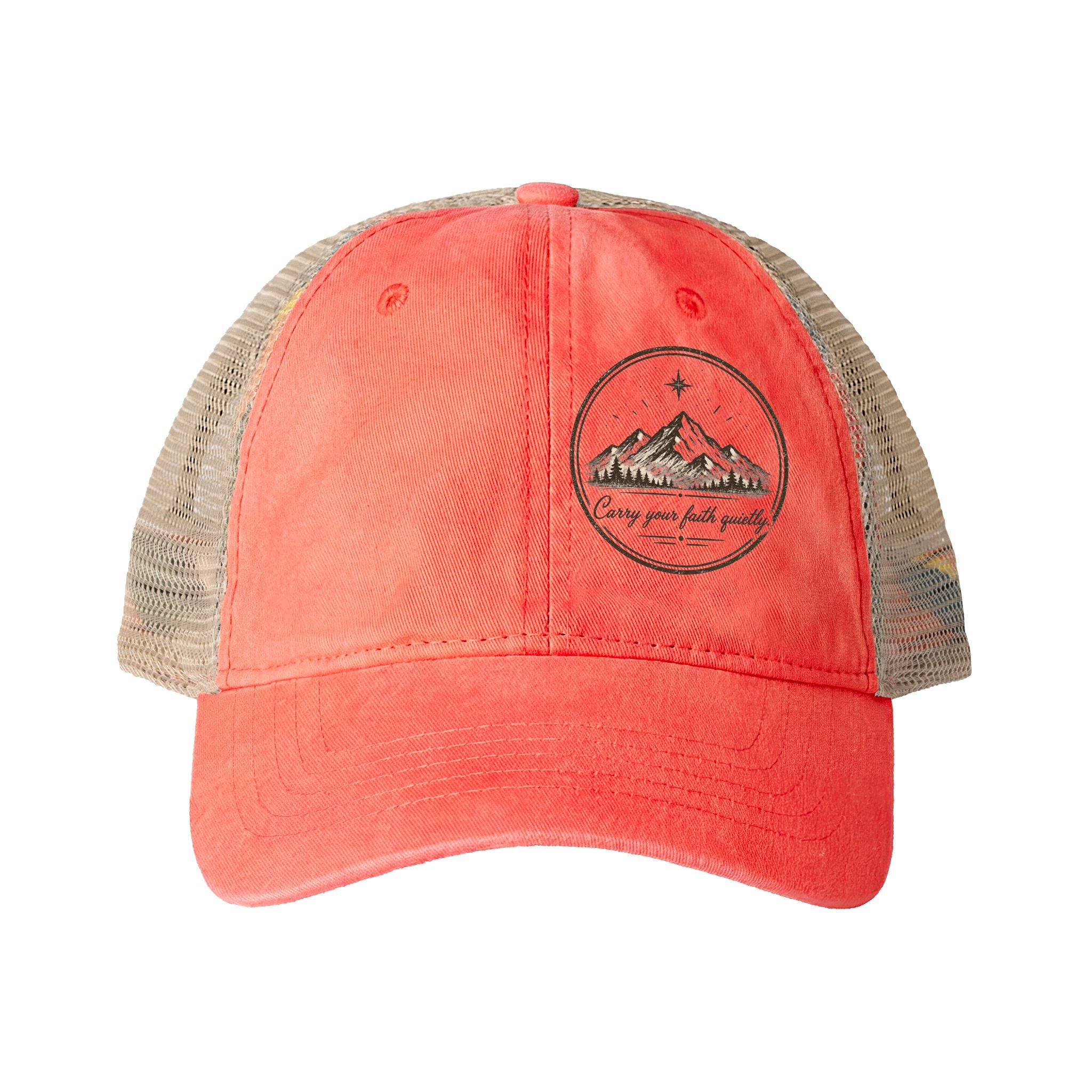 Carry Your Faith Quietly Women’s Washed Mesh-Back Cap | Faith Freedom Creations Christian Hat