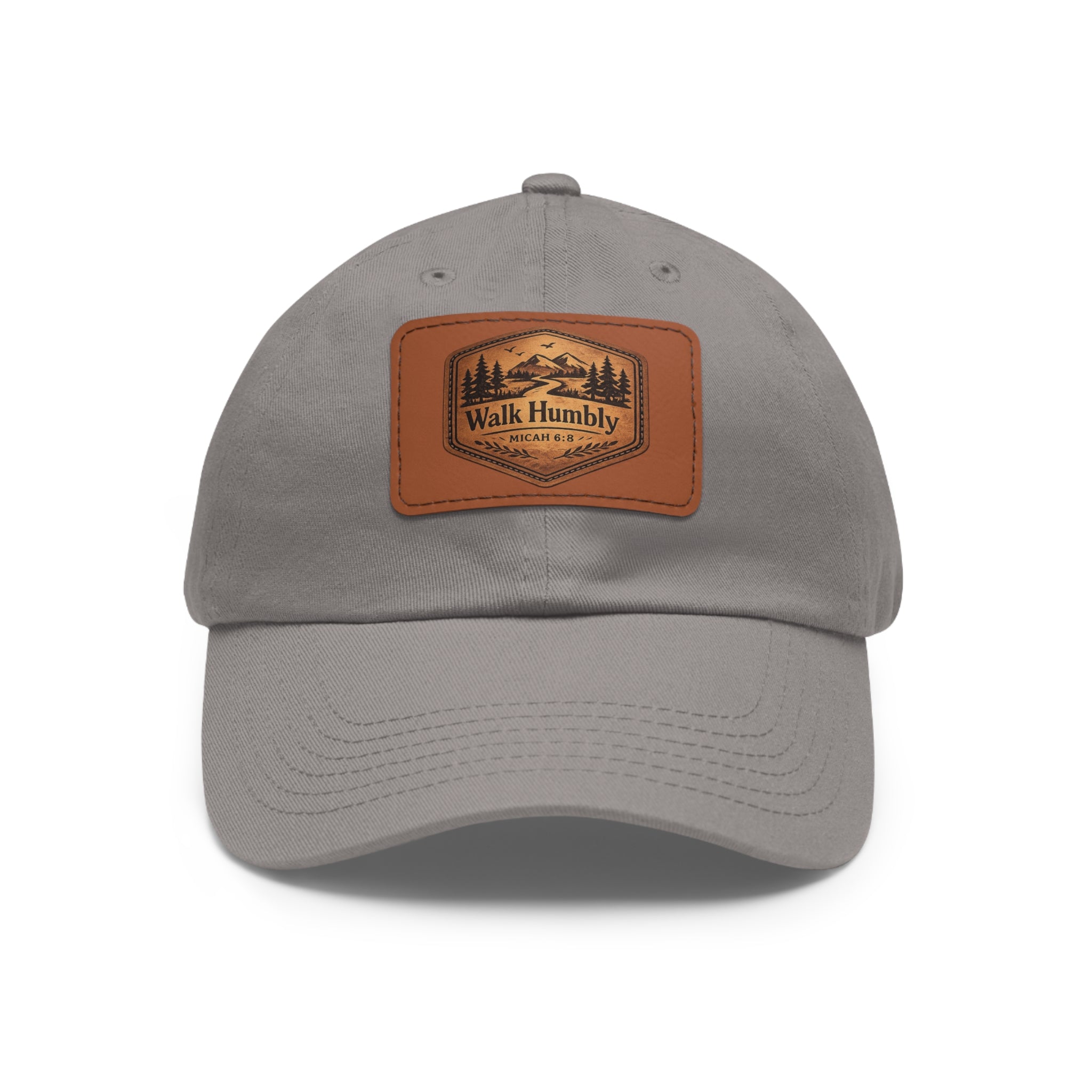Walk Humbly Leather Patch Dad Hat | Micah 6:8 Christian Outdoor Cap | Faith Freedom Creations
