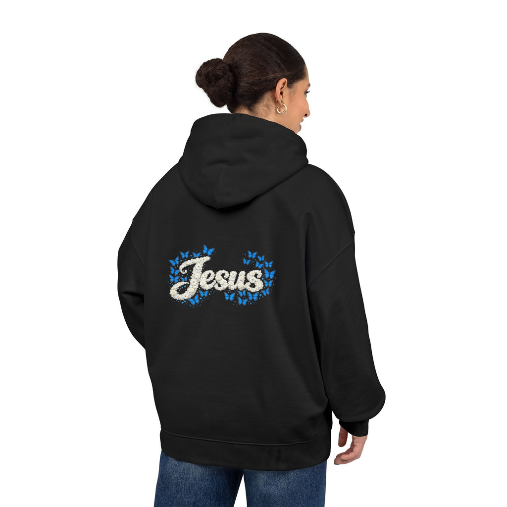 Jesus Floral Hoodie – Christian Faith Organic Pullover | Relaxed Fit Inspirational Hoodie
