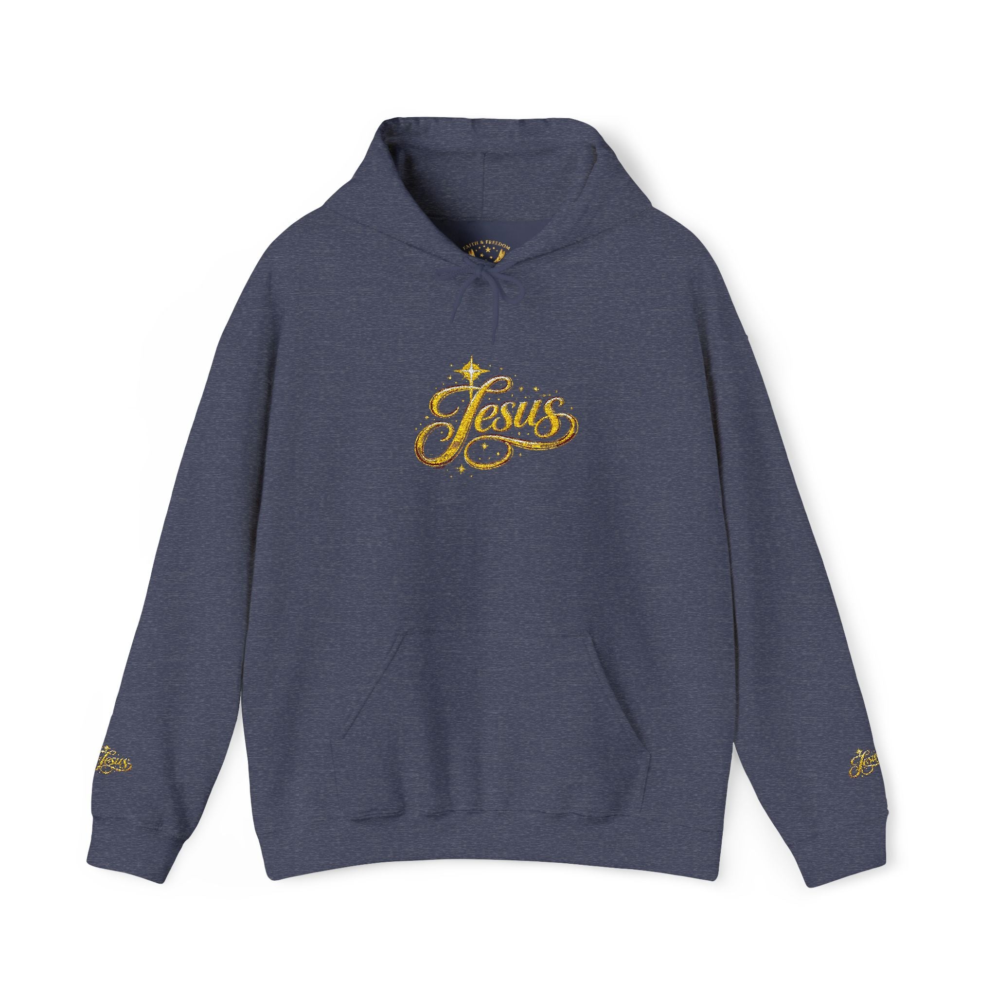 Jesus Gold Script Hoodie – Sparkle Christian Faith Pullover | Inspirational Hoodie