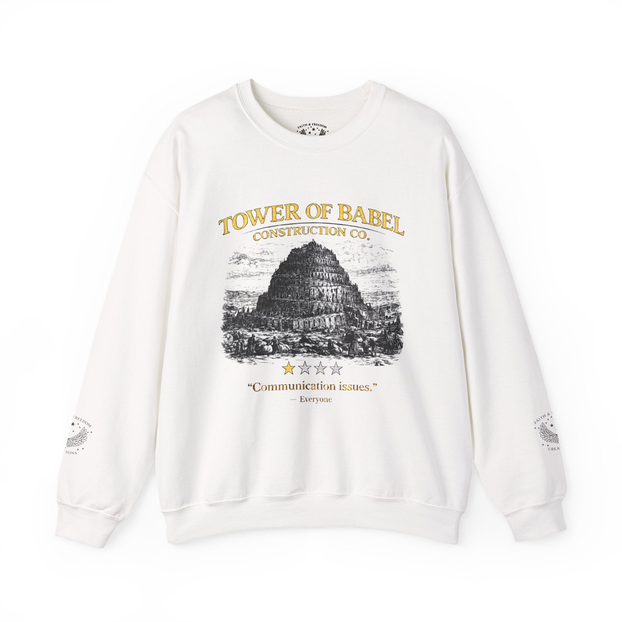 Tower of Babel Crewneck - Vintage Funny Review Graphic Sweatshirt