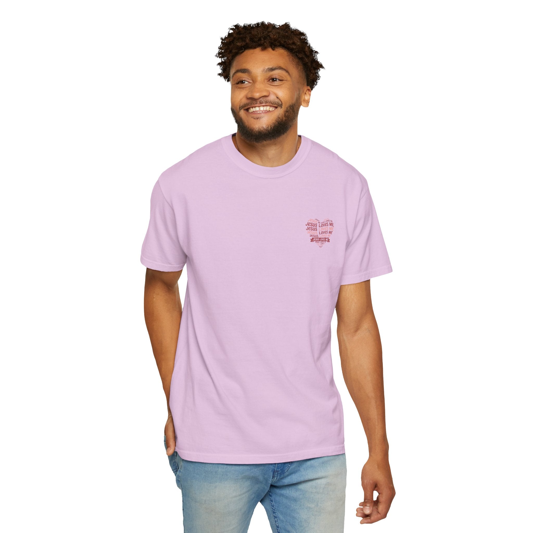 Jesus Loves Me Heart Garment-Dyed T-Shirt – Christian Faith Tee | Vintage Style Inspirational Shirt