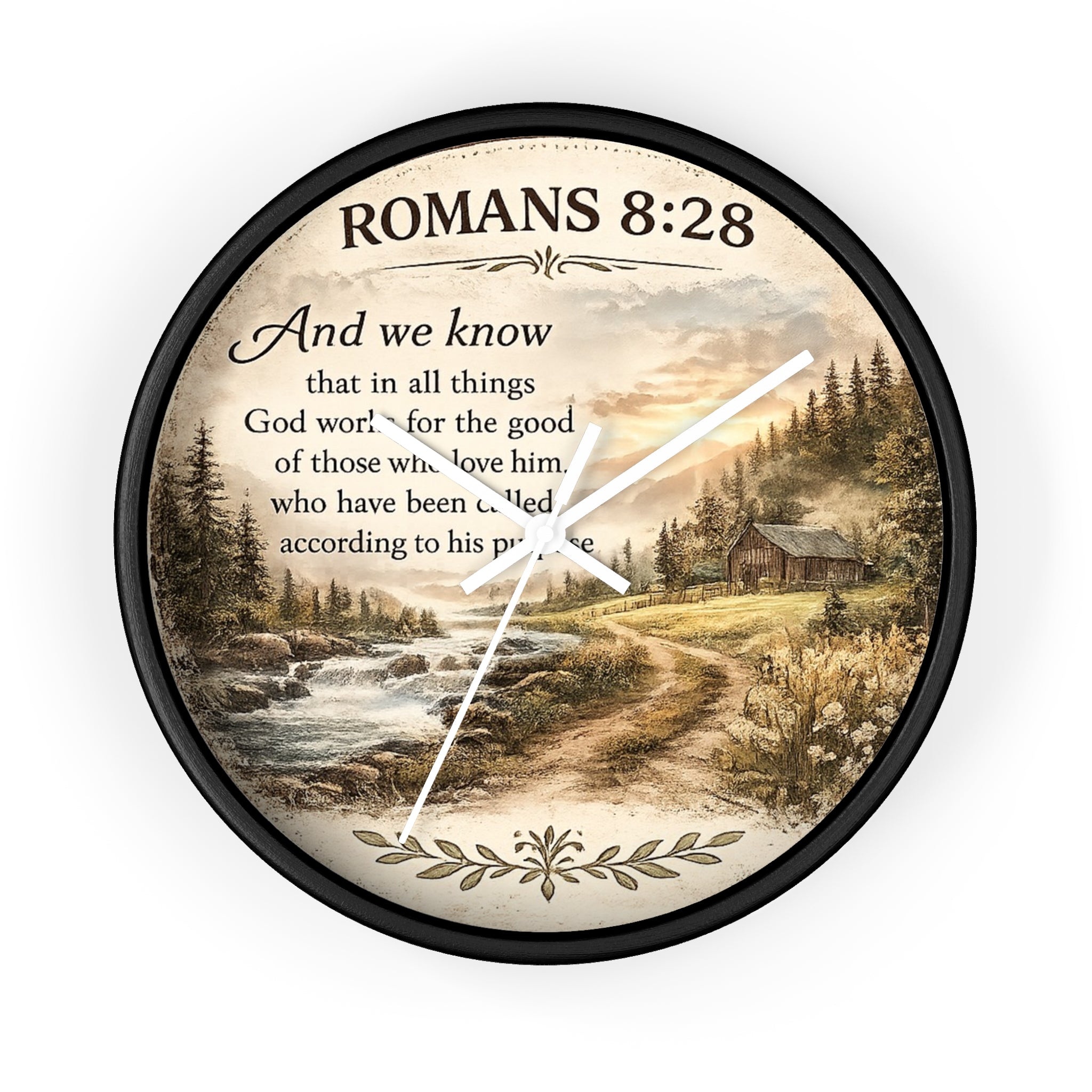 Romans 8:28 Wall Clock | Inspirational Christian Scripture Clock | Rustic Faith Home Decor