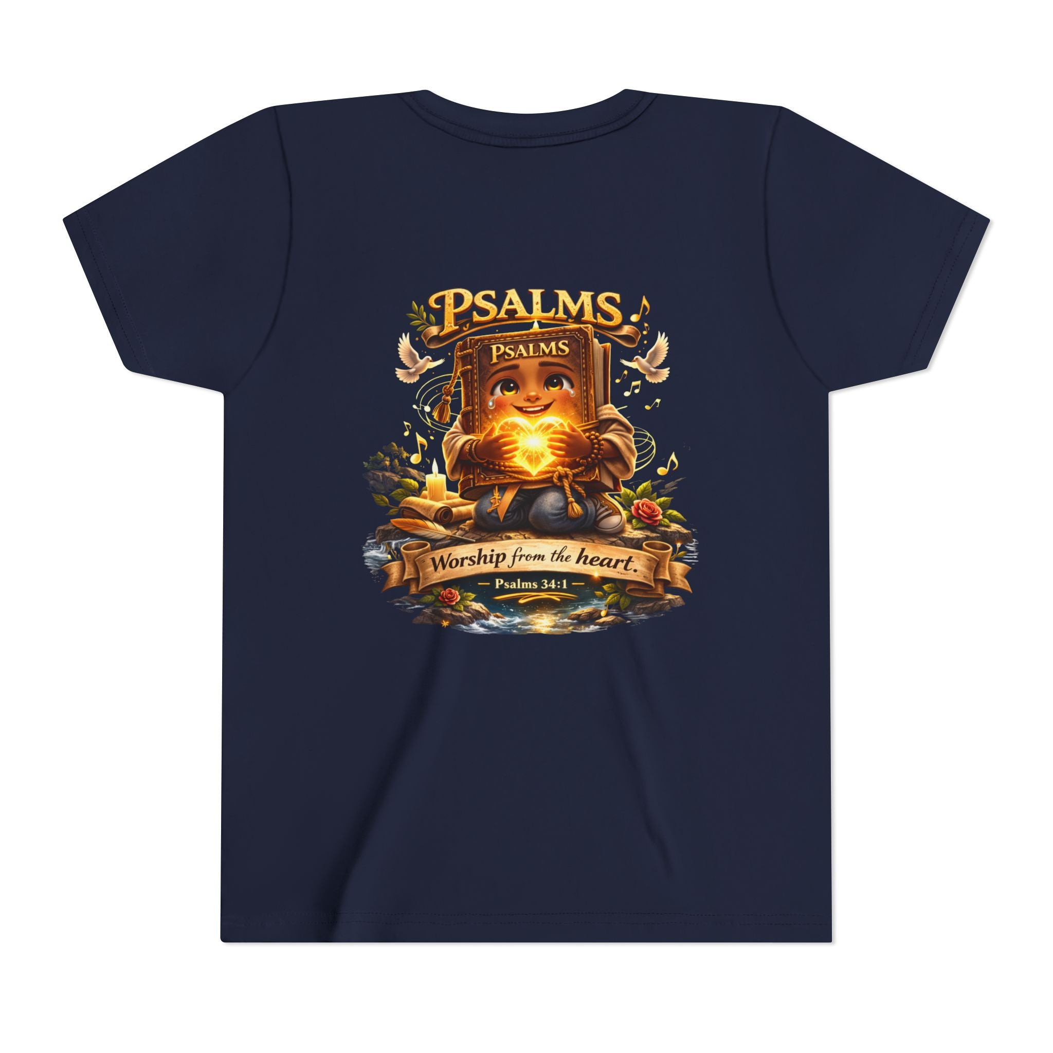 Praise Him Psalms 34:1 Youth T-Shirt | Christian Kids Faith Tee | Inspirational Youth Apparel