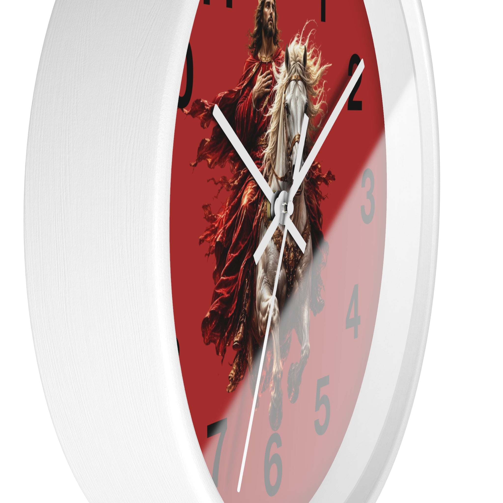 Jesus on White Horse Wall Clock | Christian Biblical Home Decor | Faith Inspired Silent Wall Clock