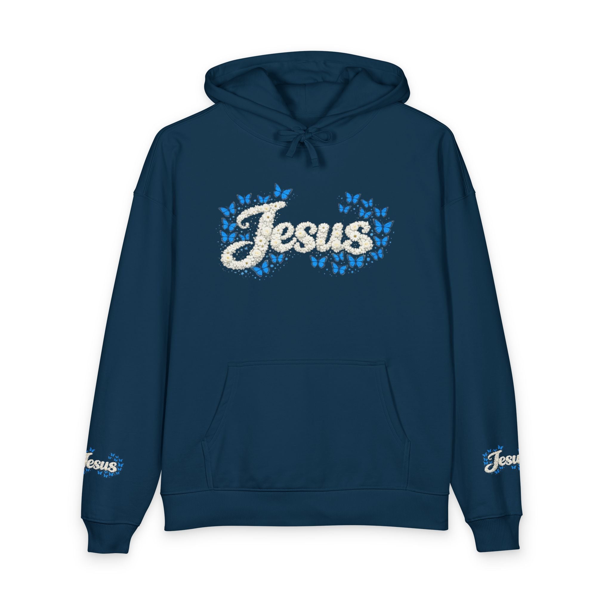 Jesus Floral Hoodie – Christian Faith Organic Pullover | Relaxed Fit Inspirational Hoodie