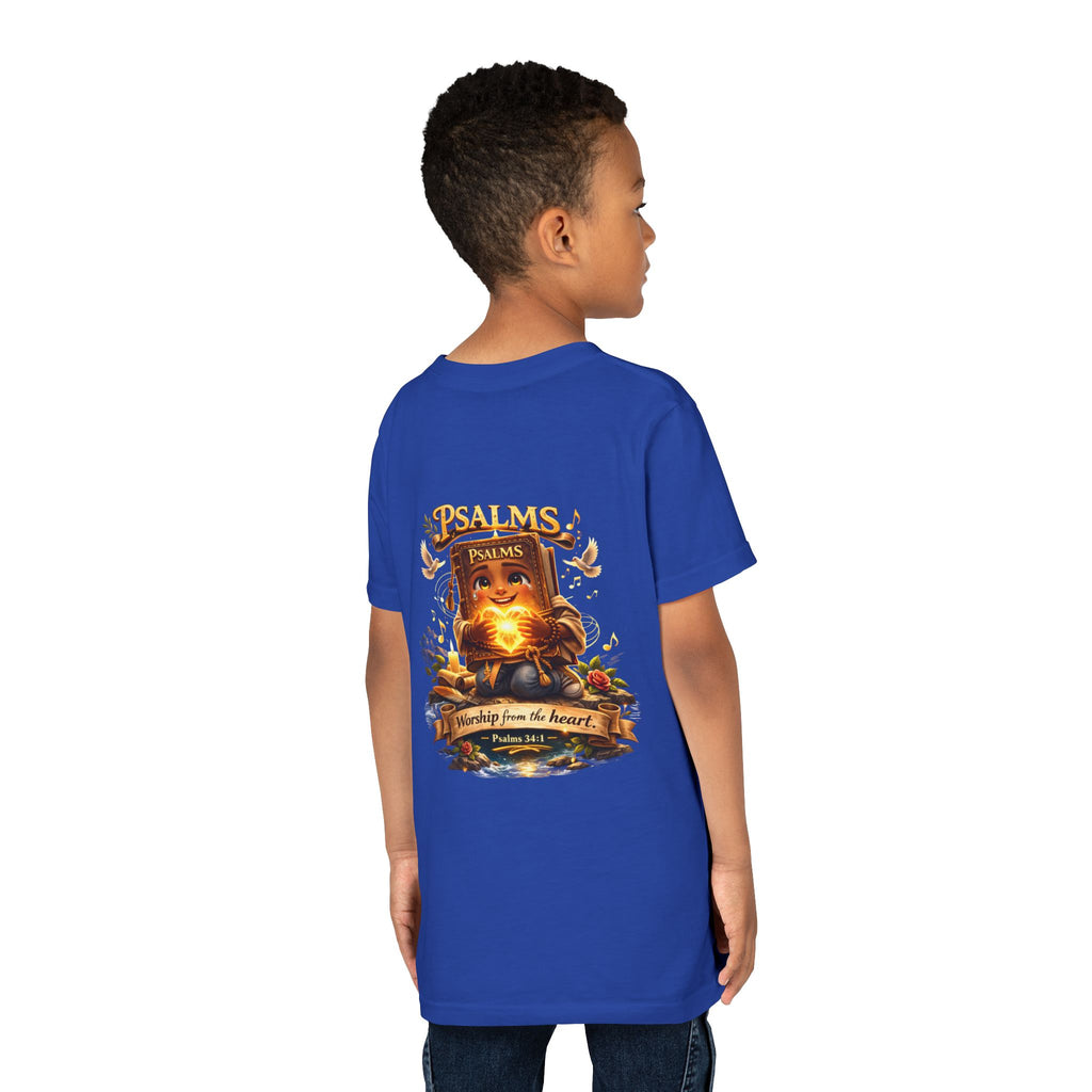 Praise Him Psalms 34:1 Youth T-Shirt | Christian Kids Faith Tee | Inspirational Youth Apparel