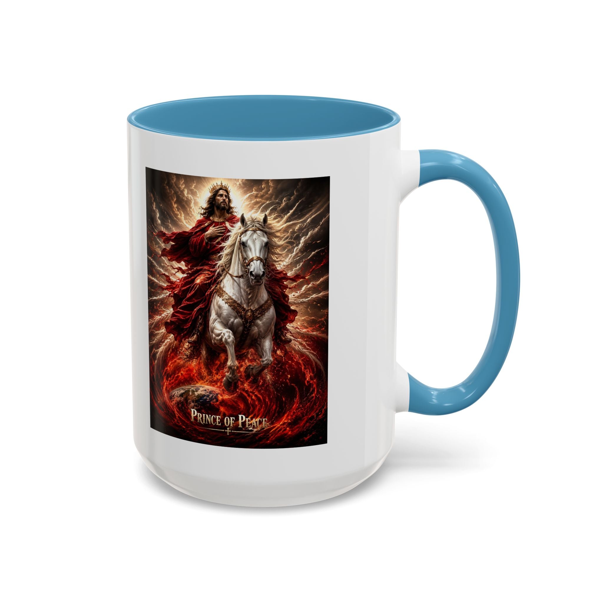 Prince of Peace Coffee Mug | Christian Jesus Rider Accent Mug | Inspirational Faith Gift
