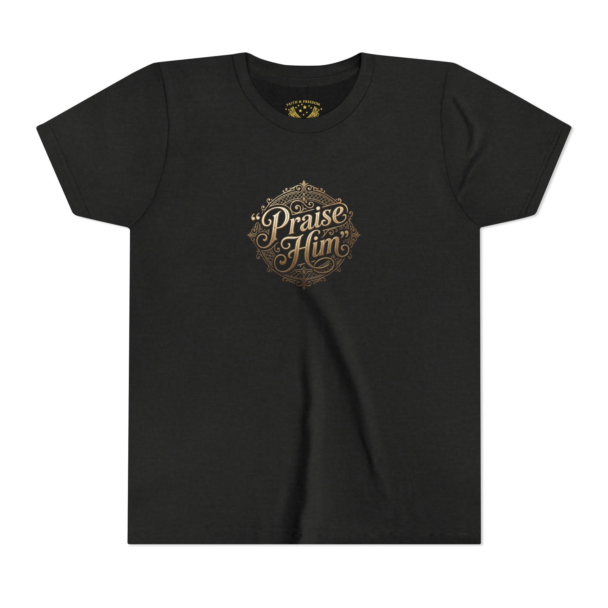 Praise Him Psalms 34:1 Youth T-Shirt | Christian Kids Faith Tee | Inspirational Youth Apparel