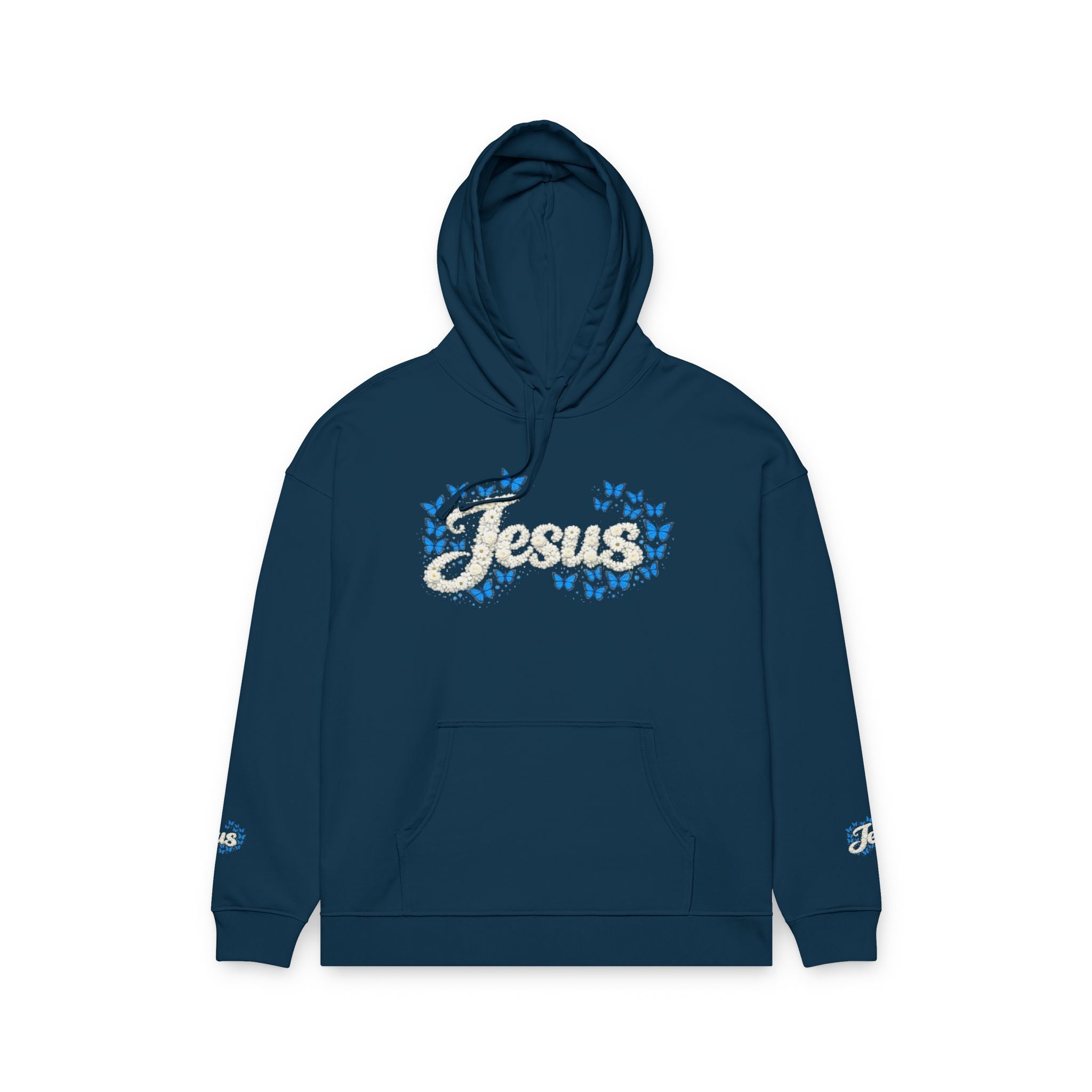 Jesus Floral Hoodie – Christian Faith Organic Pullover | Relaxed Fit Inspirational Hoodie