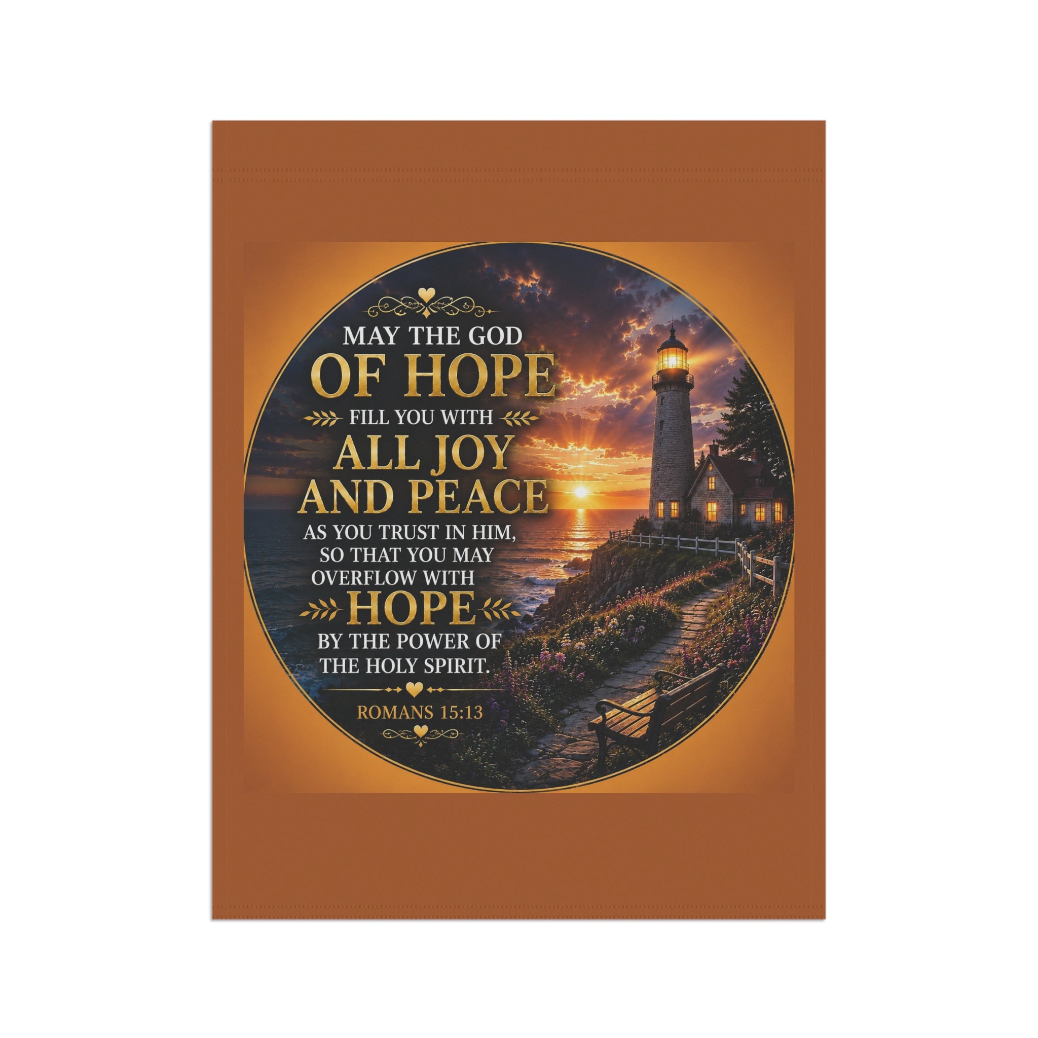 Hope Lighthouse Garden Flag | Romans 15:13 Inspirational Outdoor Banner | Christian Garden Decor