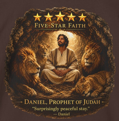 Daniel's Lion Den Stay T-Shirt | Five-Star Faith Series Christian Shirt | Faith Freedom Creations