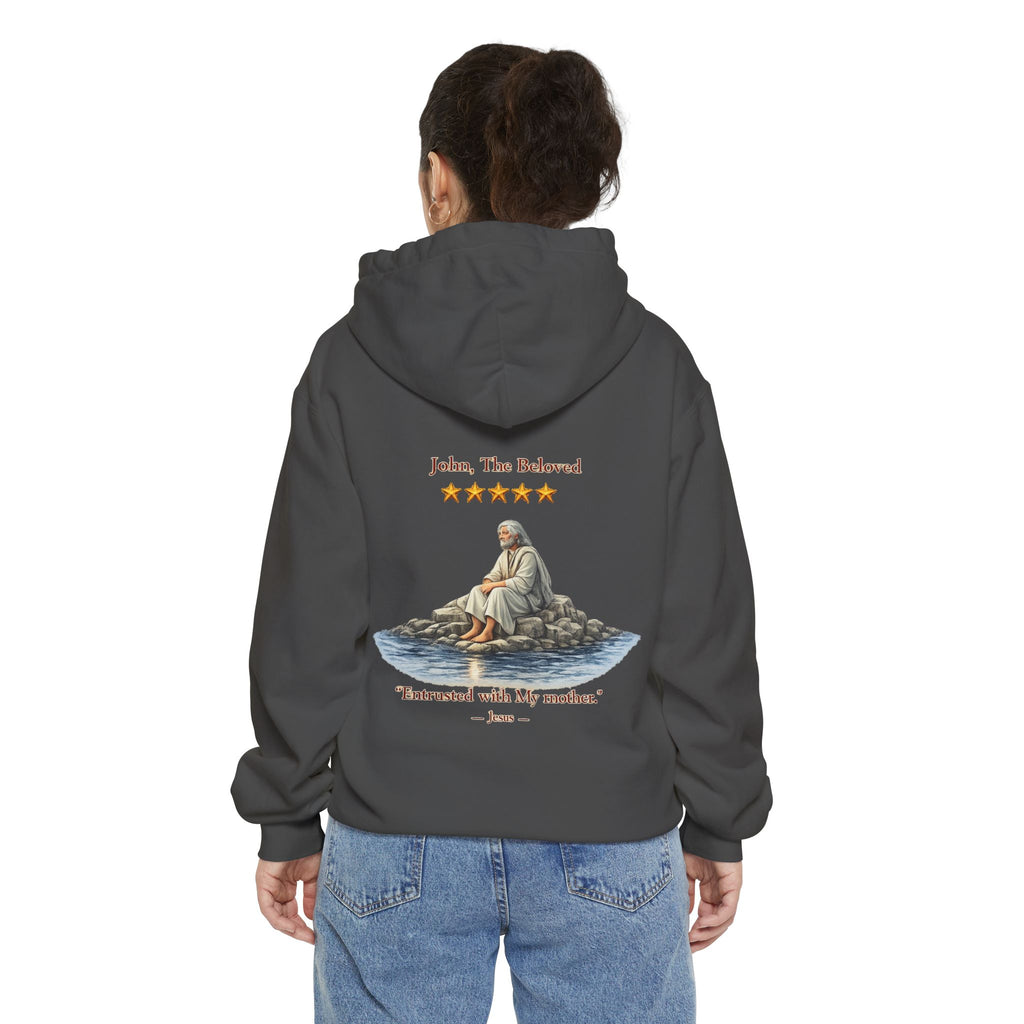 "John The Beloved Review, by Jesus"Hoodie — Illustrated Religious Graphic Pullover-⭐ Five-Star Faith Series⭐
