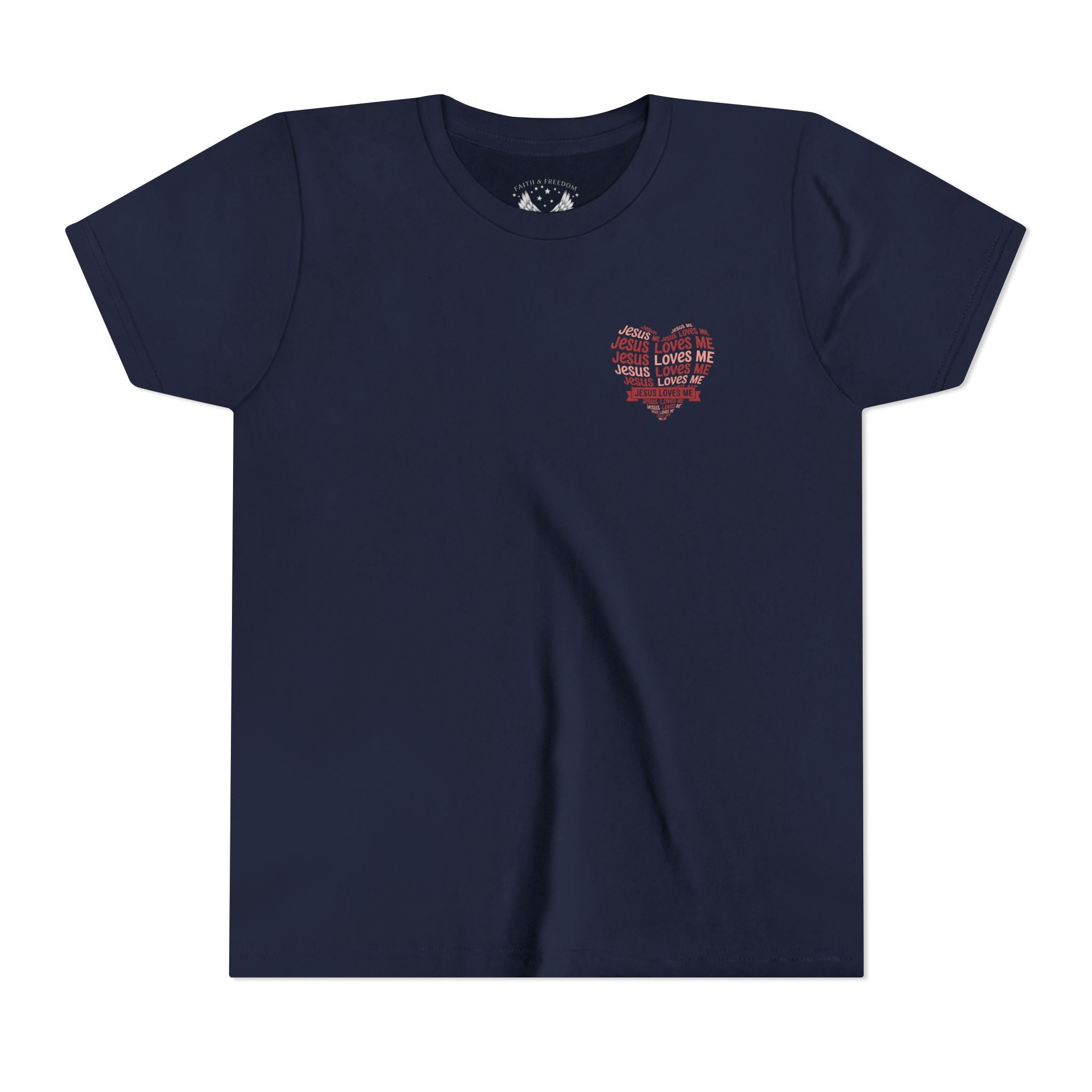Jesus Loves Me Youth T-Shirt – Heart Word Cloud Christian Kids Tee | Faith Inspired Youth Shirt
