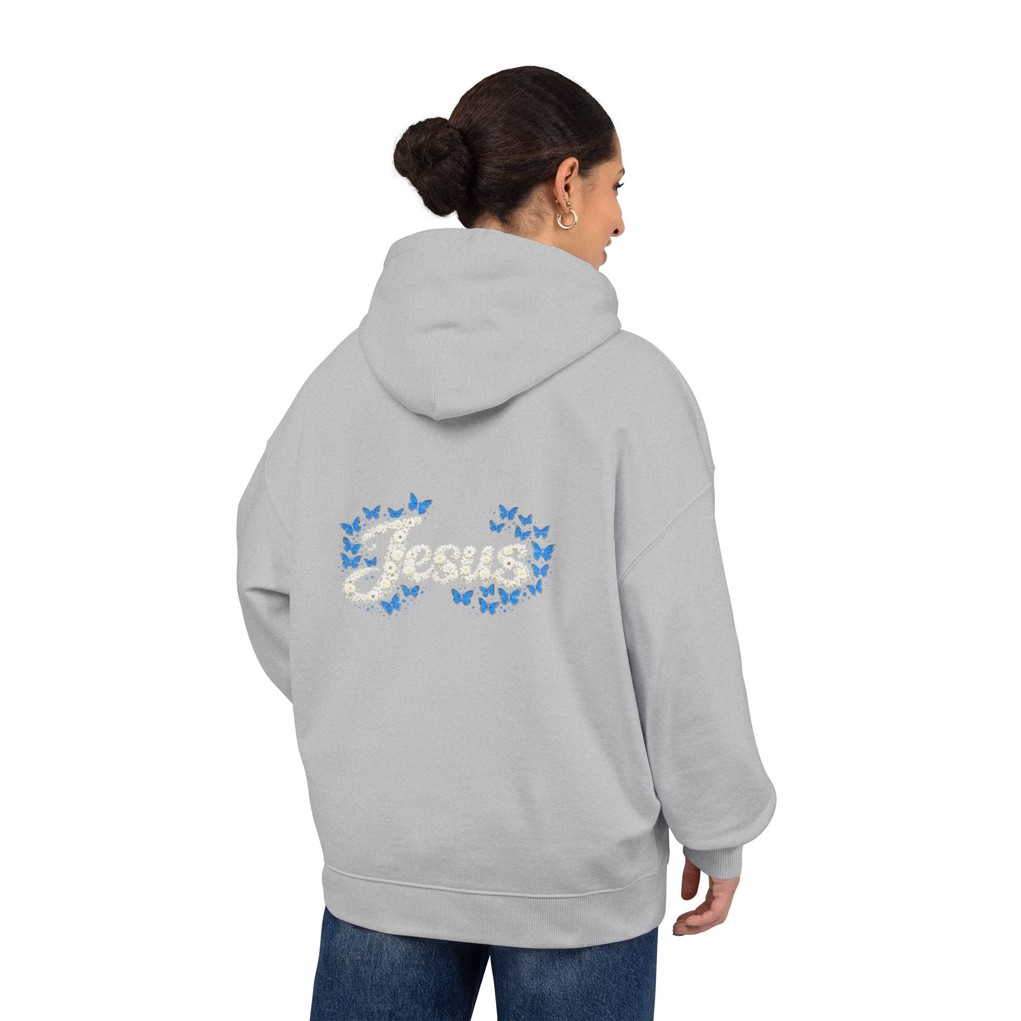 Jesus Floral Hoodie – Christian Faith Organic Pullover | Relaxed Fit Inspirational Hoodie