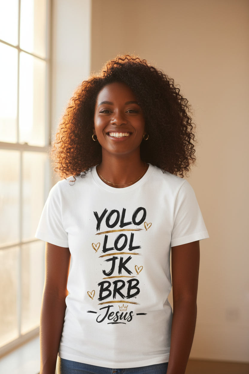 YOLO LOL JK BRB ~Jesus T-Shirt | Comfort Colors® Christian Graphic Tee