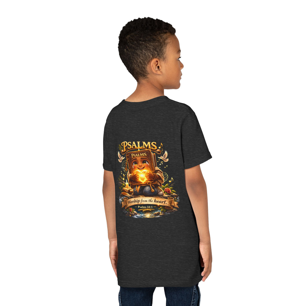 Praise Him Psalms 34:1 Youth T-Shirt | Christian Kids Faith Tee | Inspirational Youth Apparel
