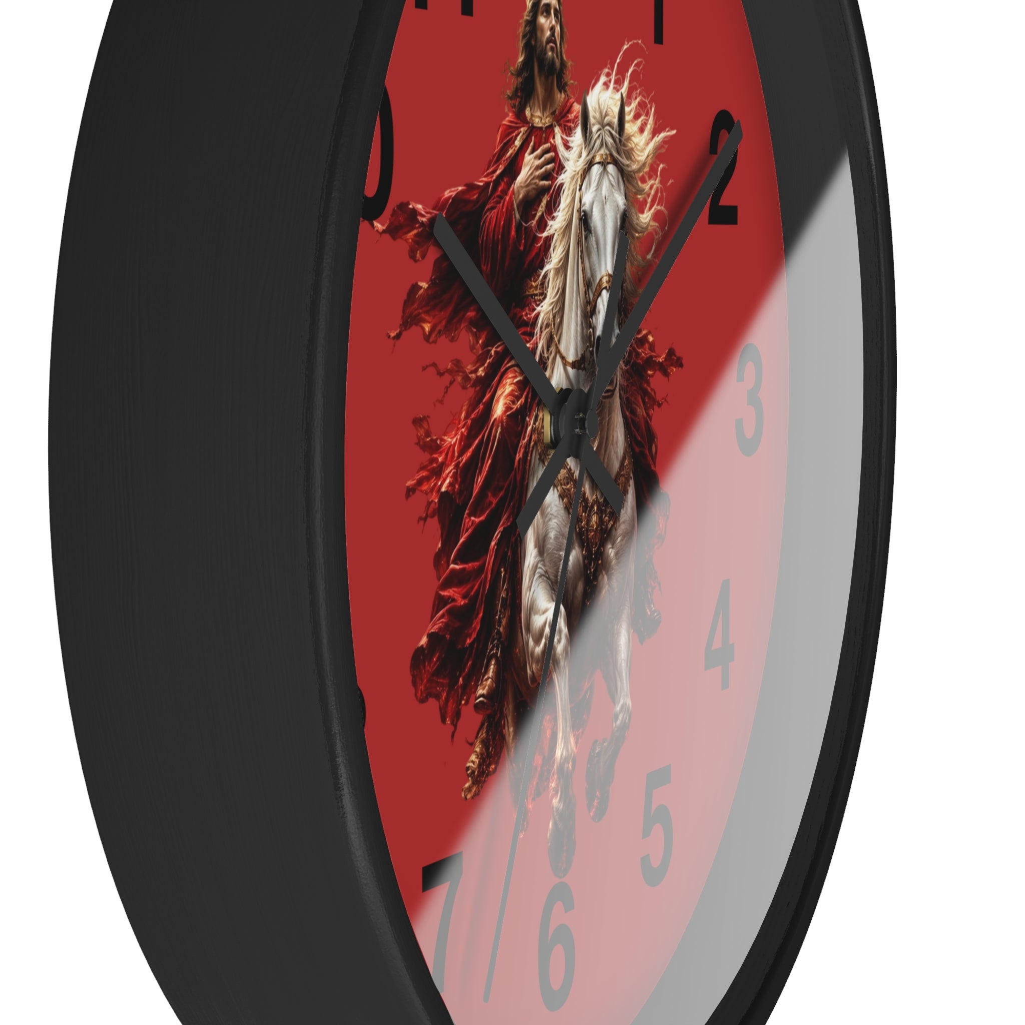 Jesus on White Horse Wall Clock | Christian Biblical Home Decor | Faith Inspired Silent Wall Clock